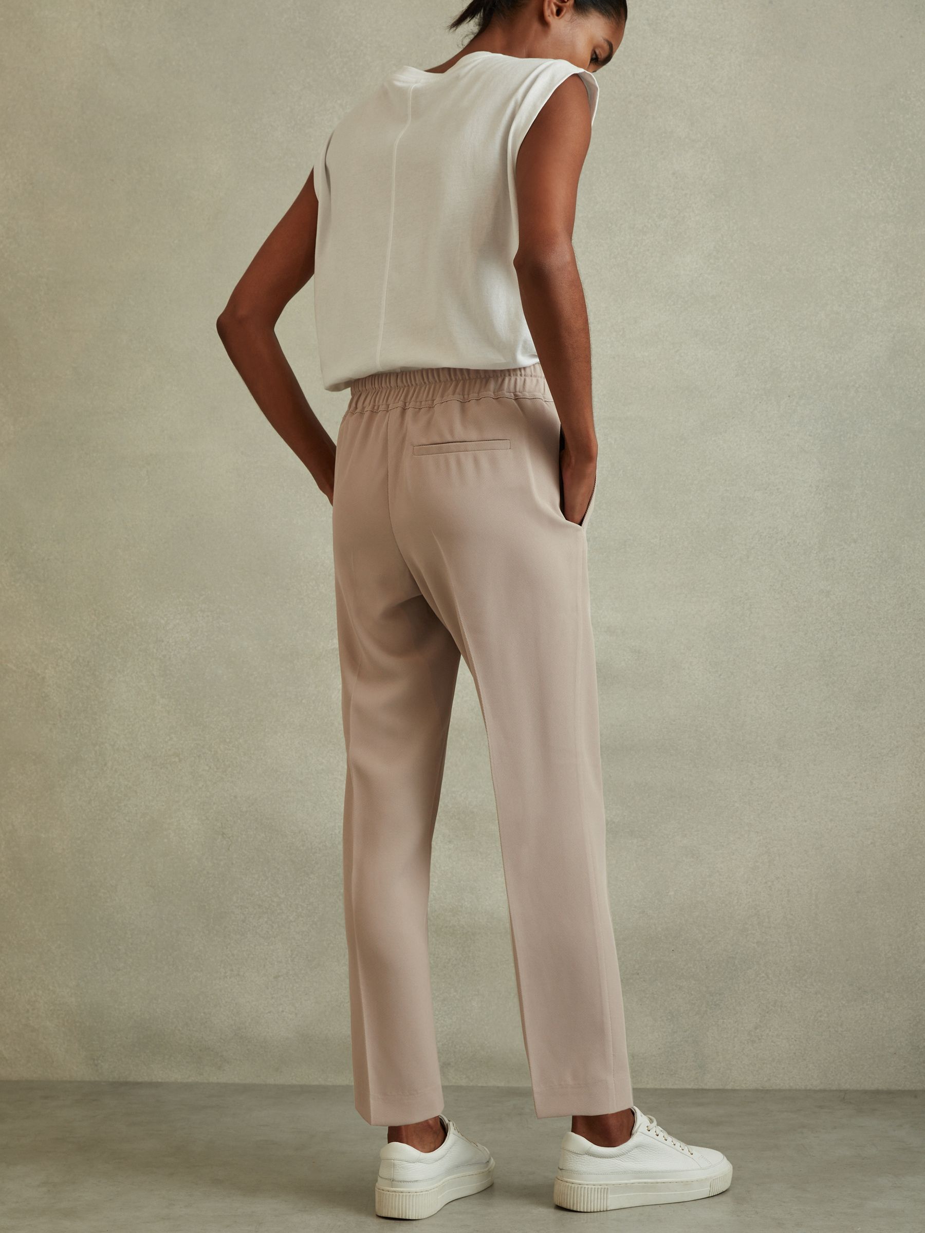 Tapered Pull-On Trousers in Mink - Image 4 of 7