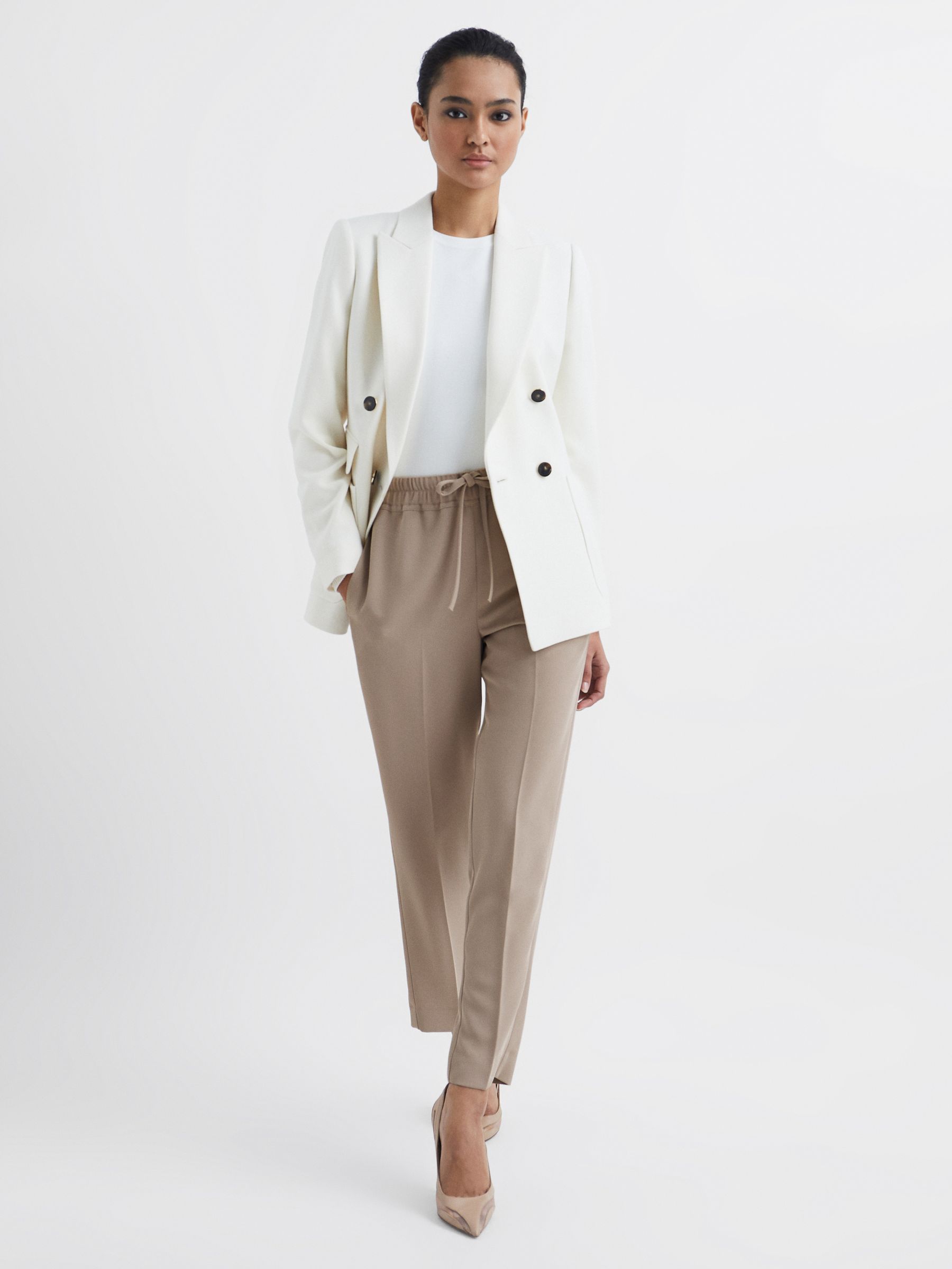 Tapered Pull-On Trousers in Mink - Image 6 of 7