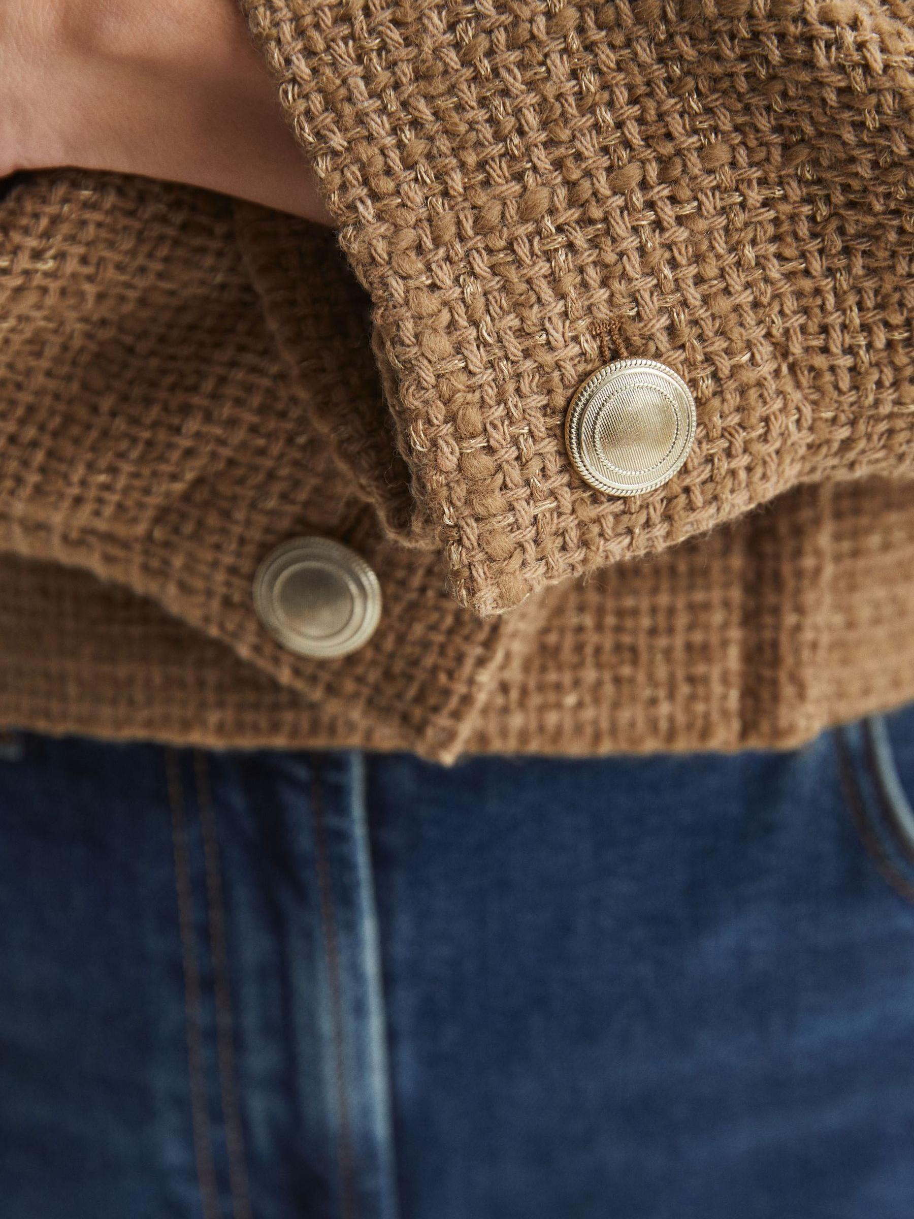 Cropped Double Breasted Jacket in Camel - Image 4 of 6