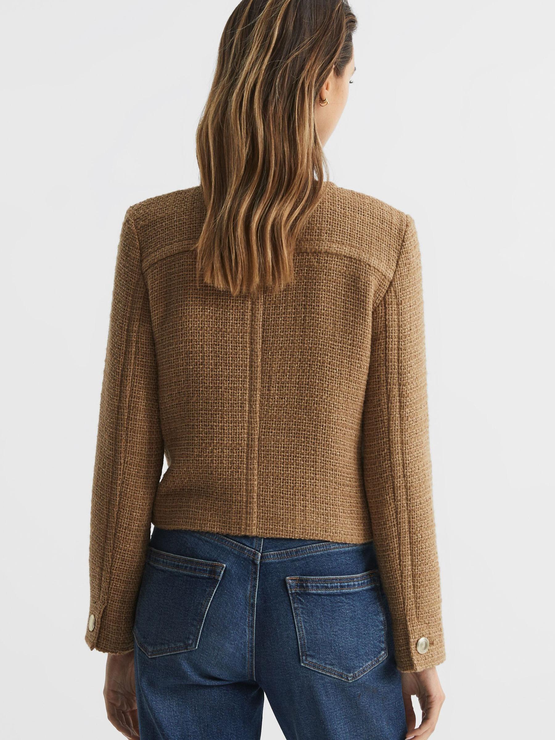 Cropped Double Breasted Jacket in Camel - Image 5 of 6