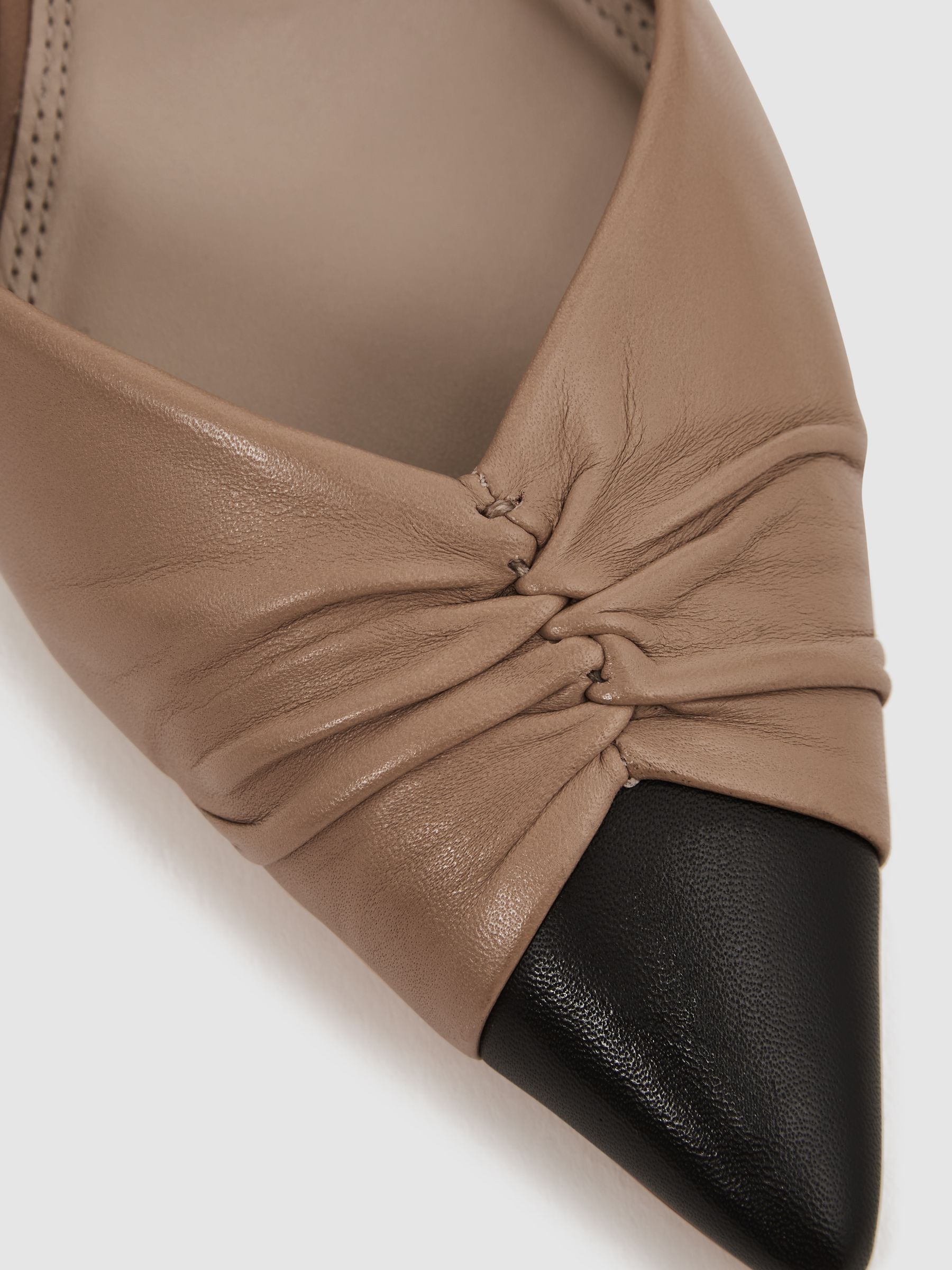 Mid Heel Leather Sling Back Court Shoes in Nude - Image 6 of 6