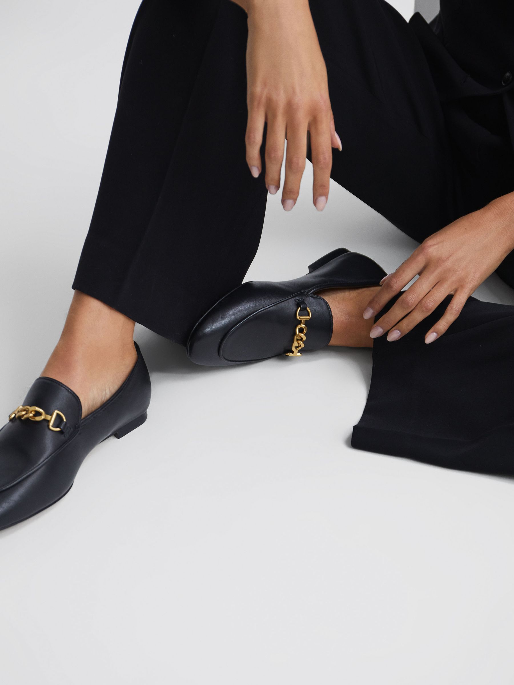 Chain Detail Loafers in Black - Image 3 of 6