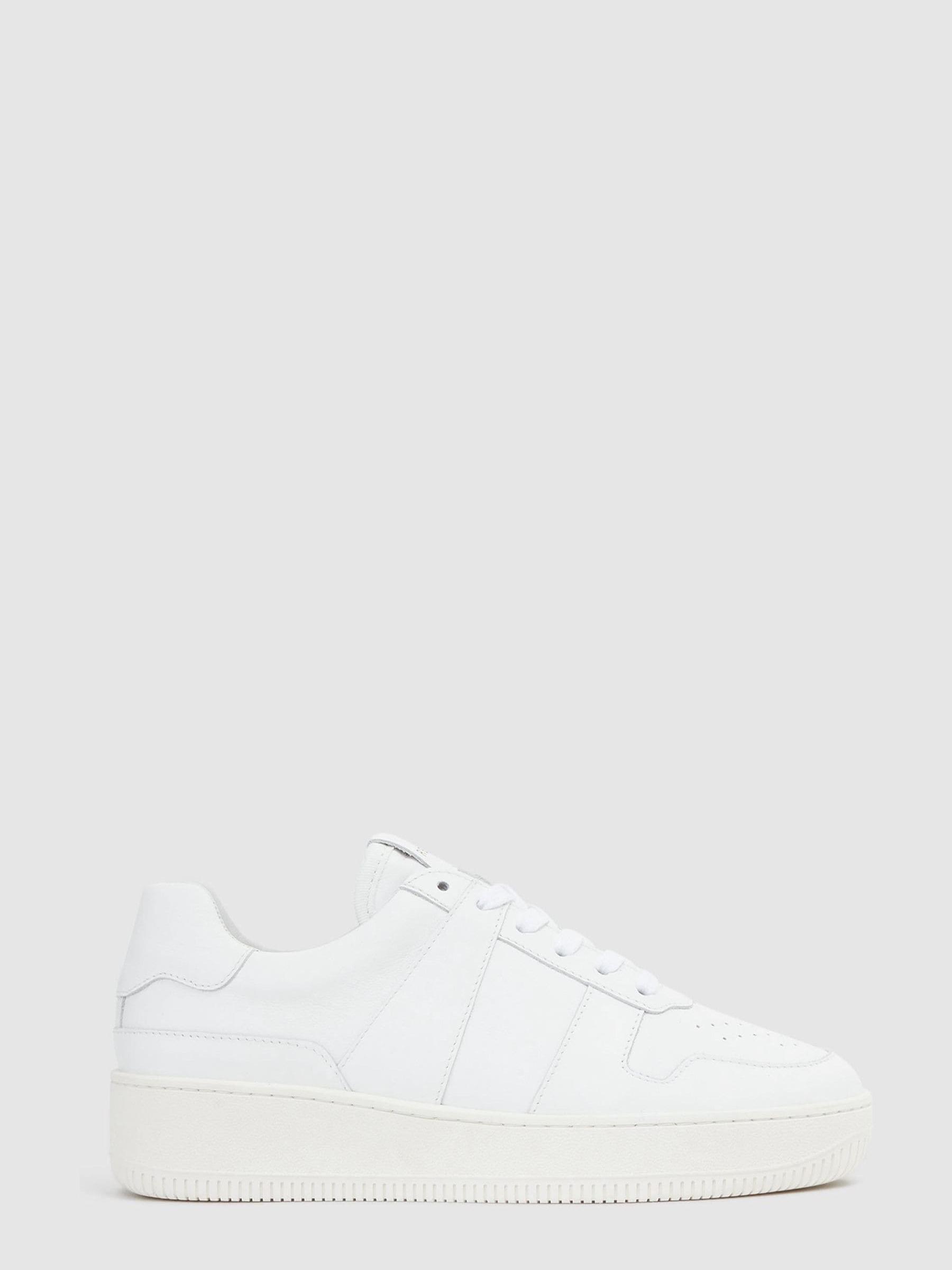 Mid Top Leather Trainers in White - Image 1 of 5
