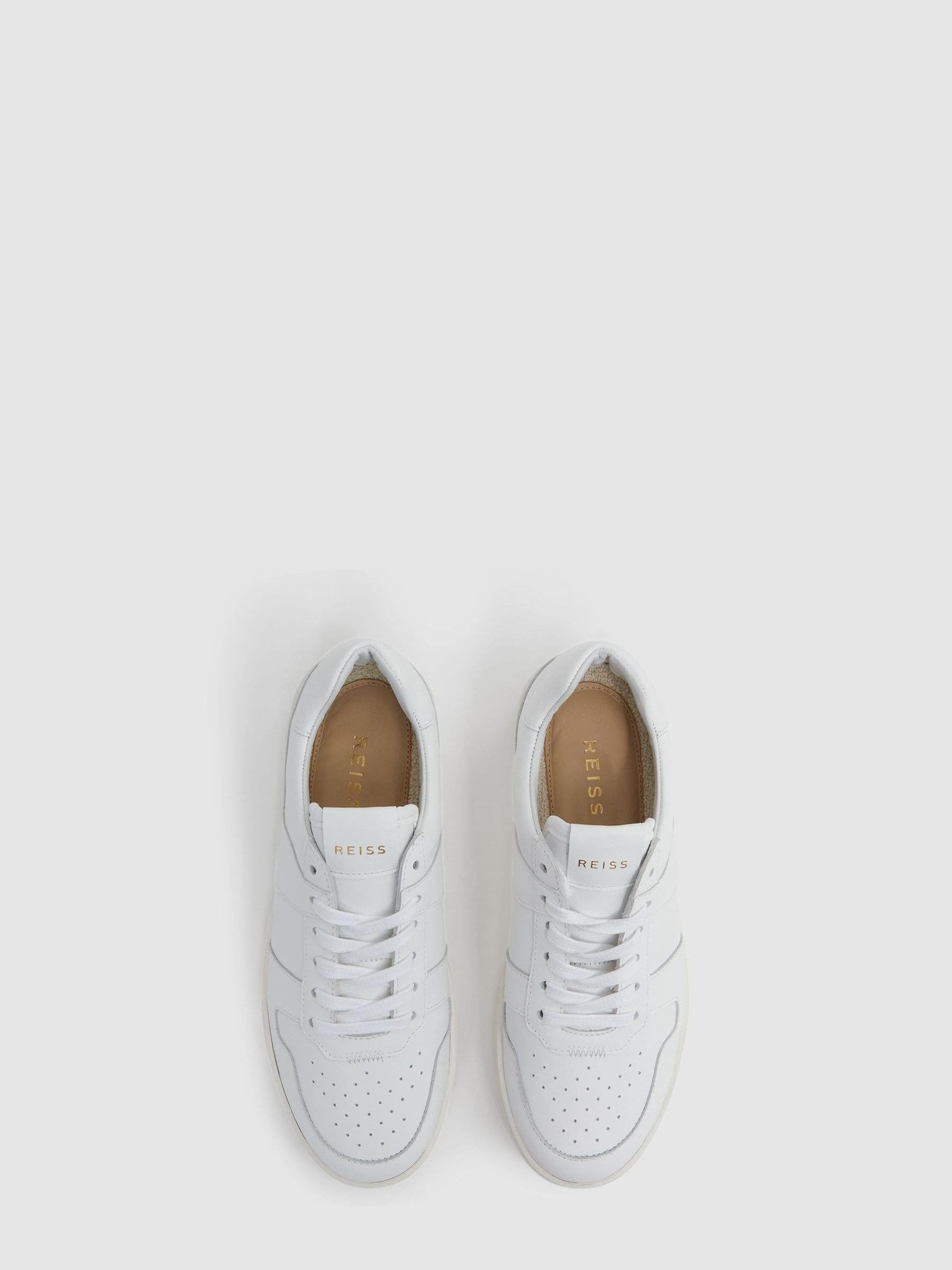Mid Top Leather Trainers in White - Image 3 of 5