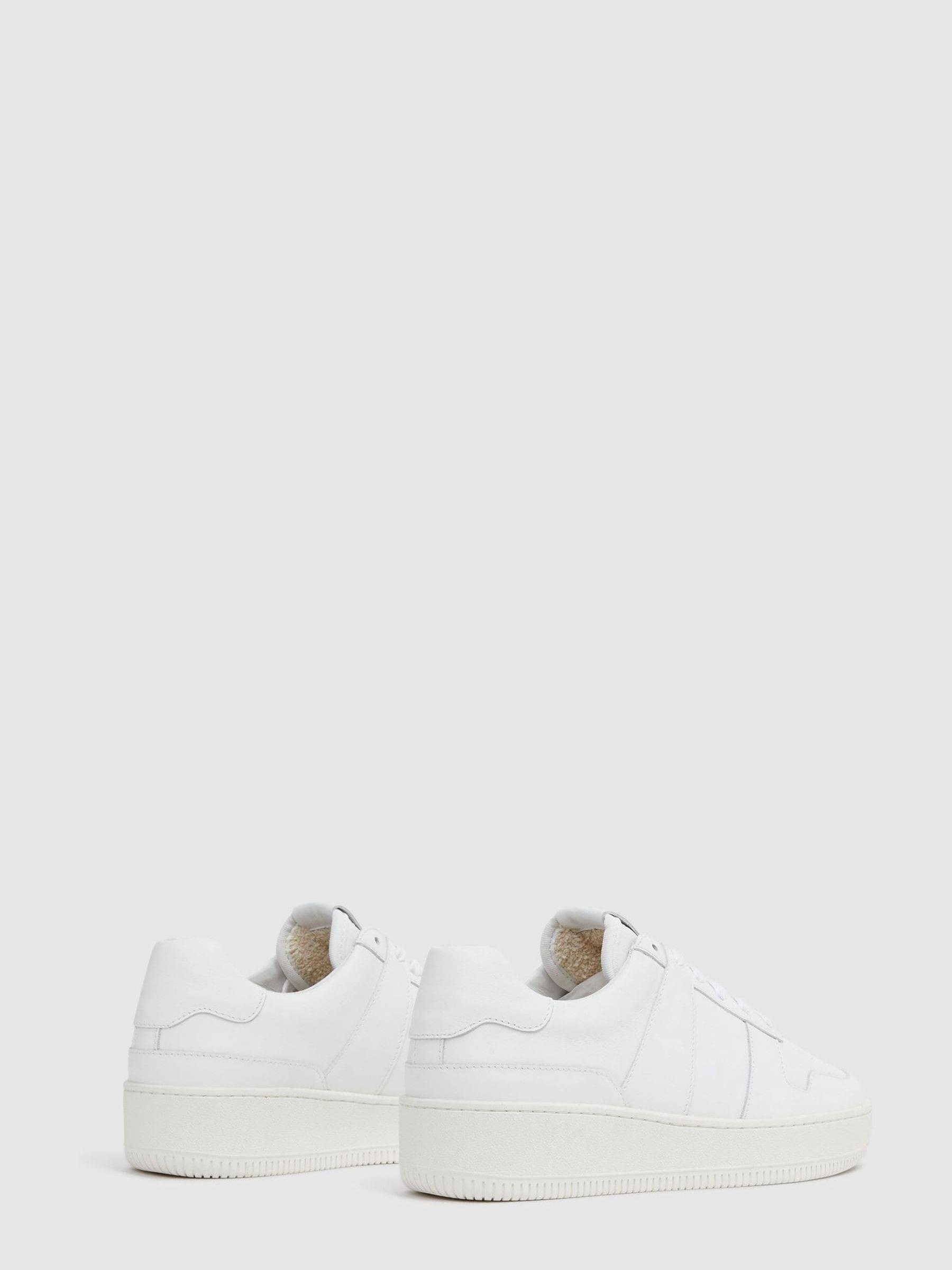 Mid Top Leather Trainers in White - Image 4 of 5