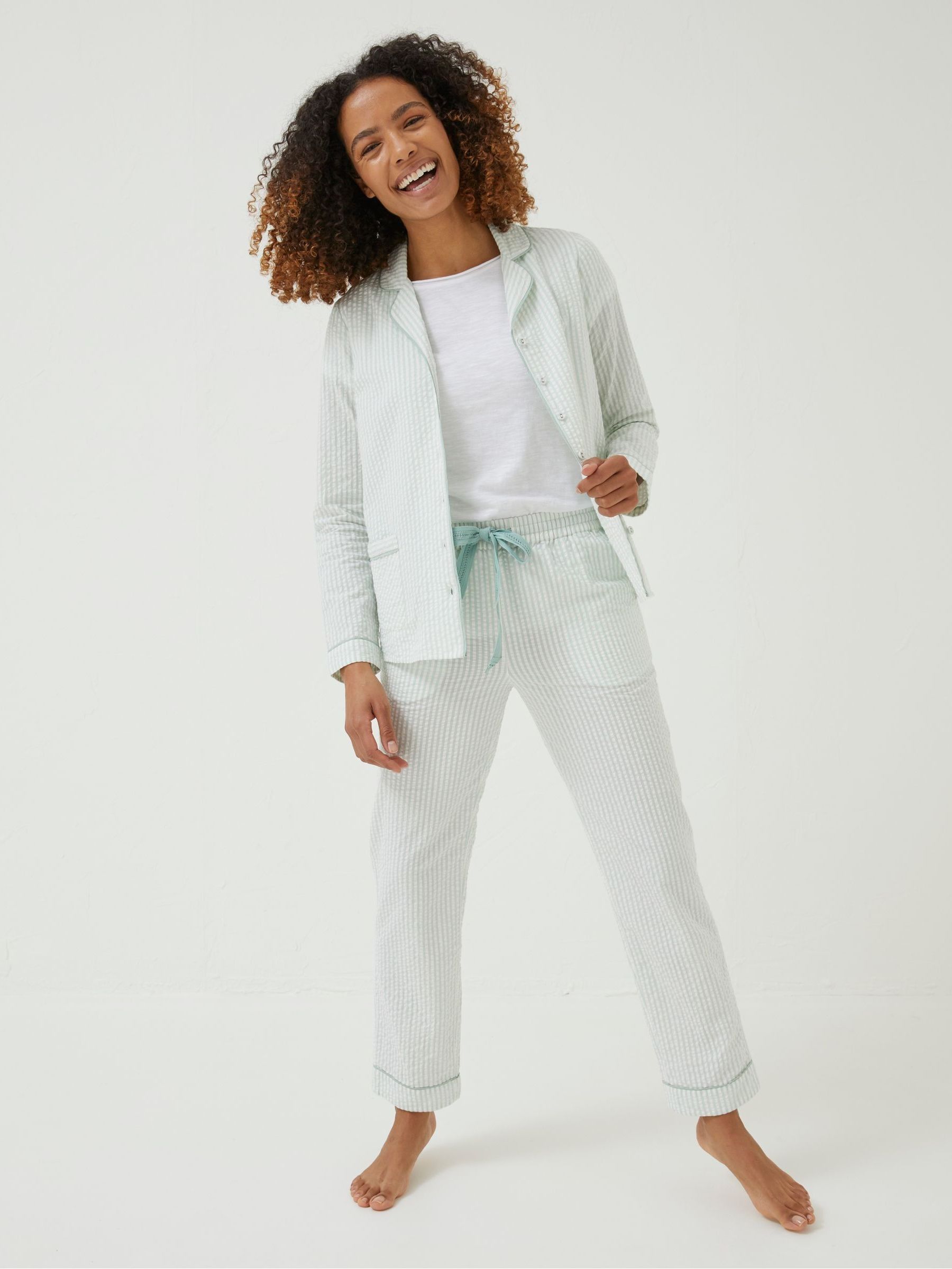 Natural Seersucker Stripe Pyjama Shirt - Image 3 of 4