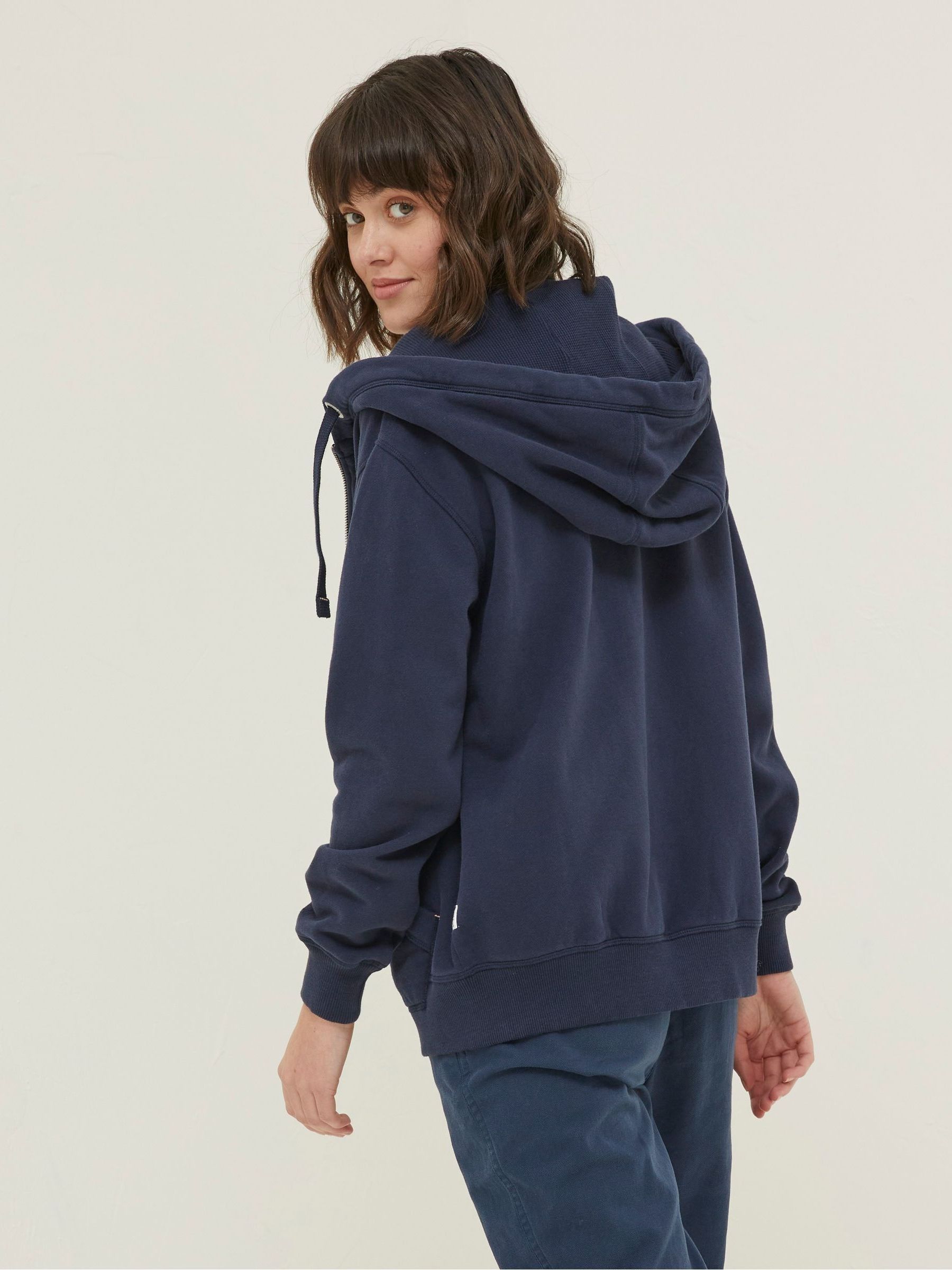 Amy Dark Blue Zip Through Hoodie - Image 2 of 5