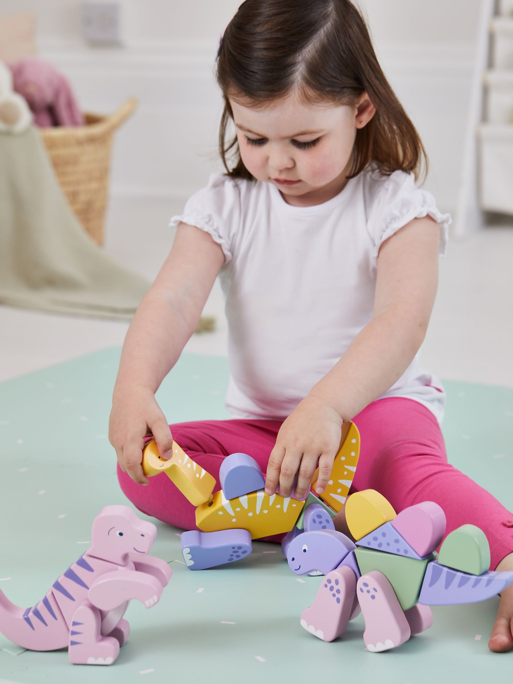 Pink Wooden Transforming Dinosaur Playset - Image 1 of 12