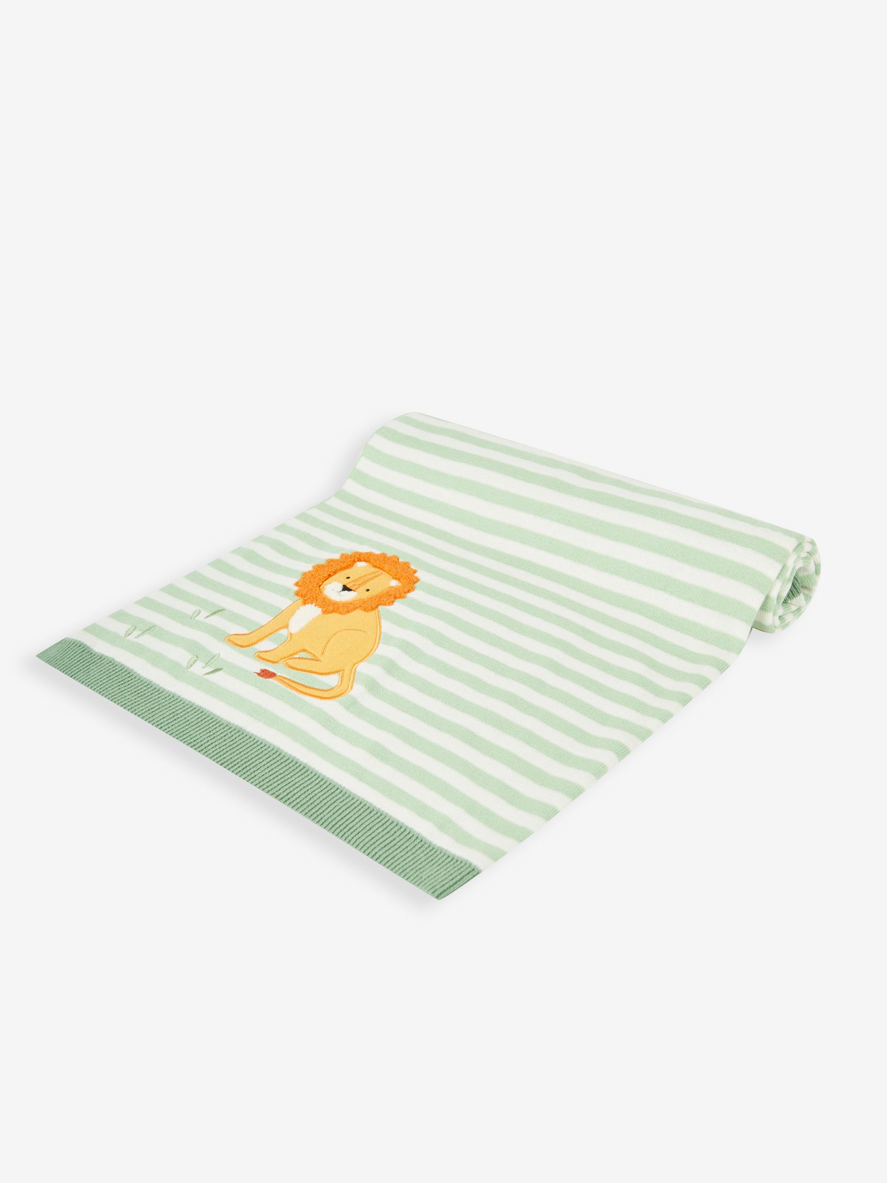 Green Stripe Lion Appliqué Shawl - Image 1 of 3
