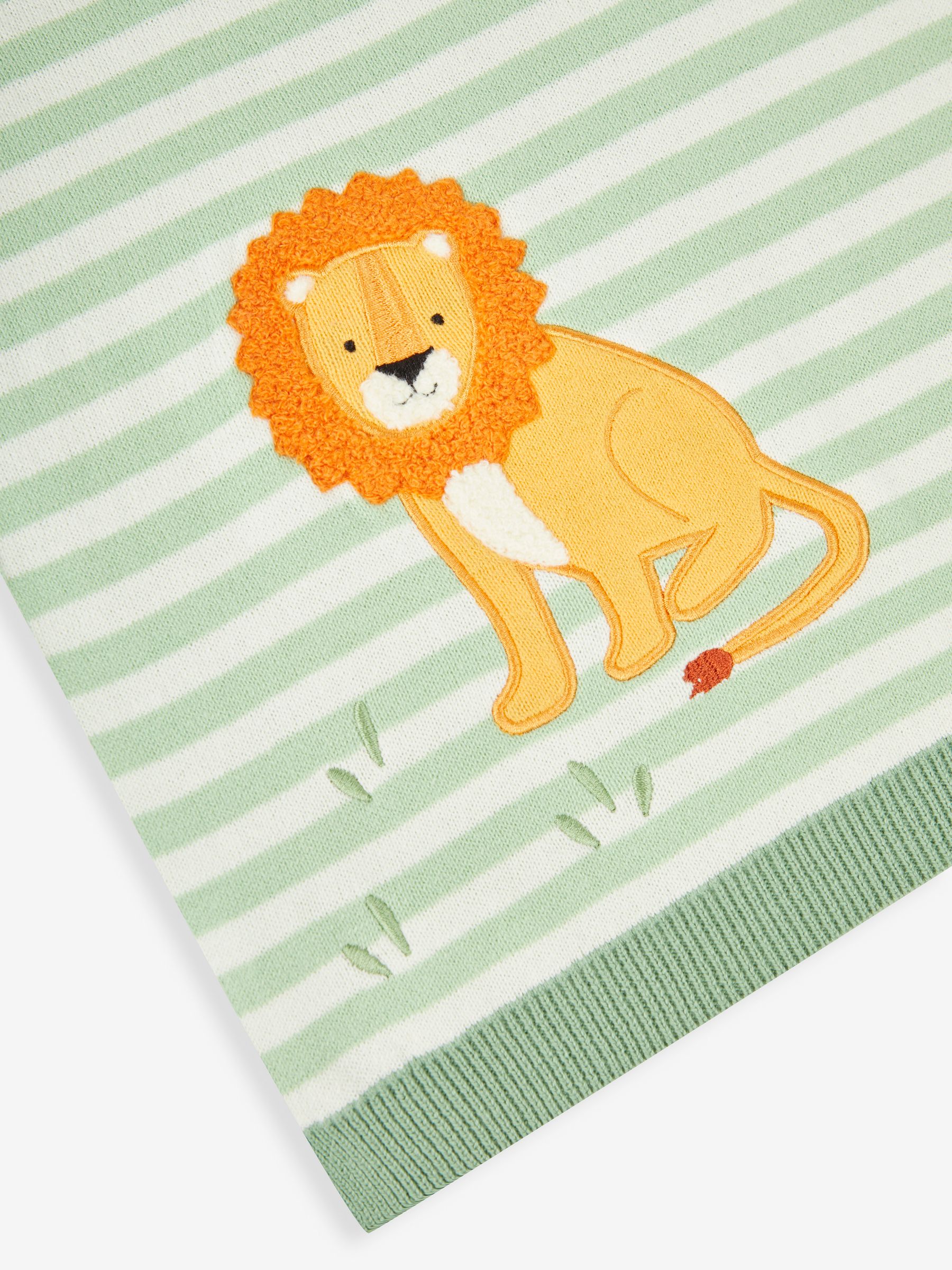 Green Stripe Lion Appliqué Shawl - Image 3 of 3