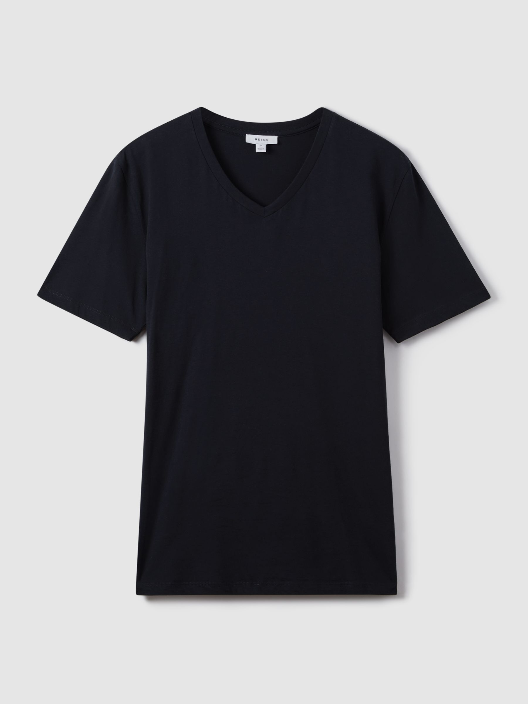Cotton V-Neck T-Shirt in Navy - Image 2 of 7