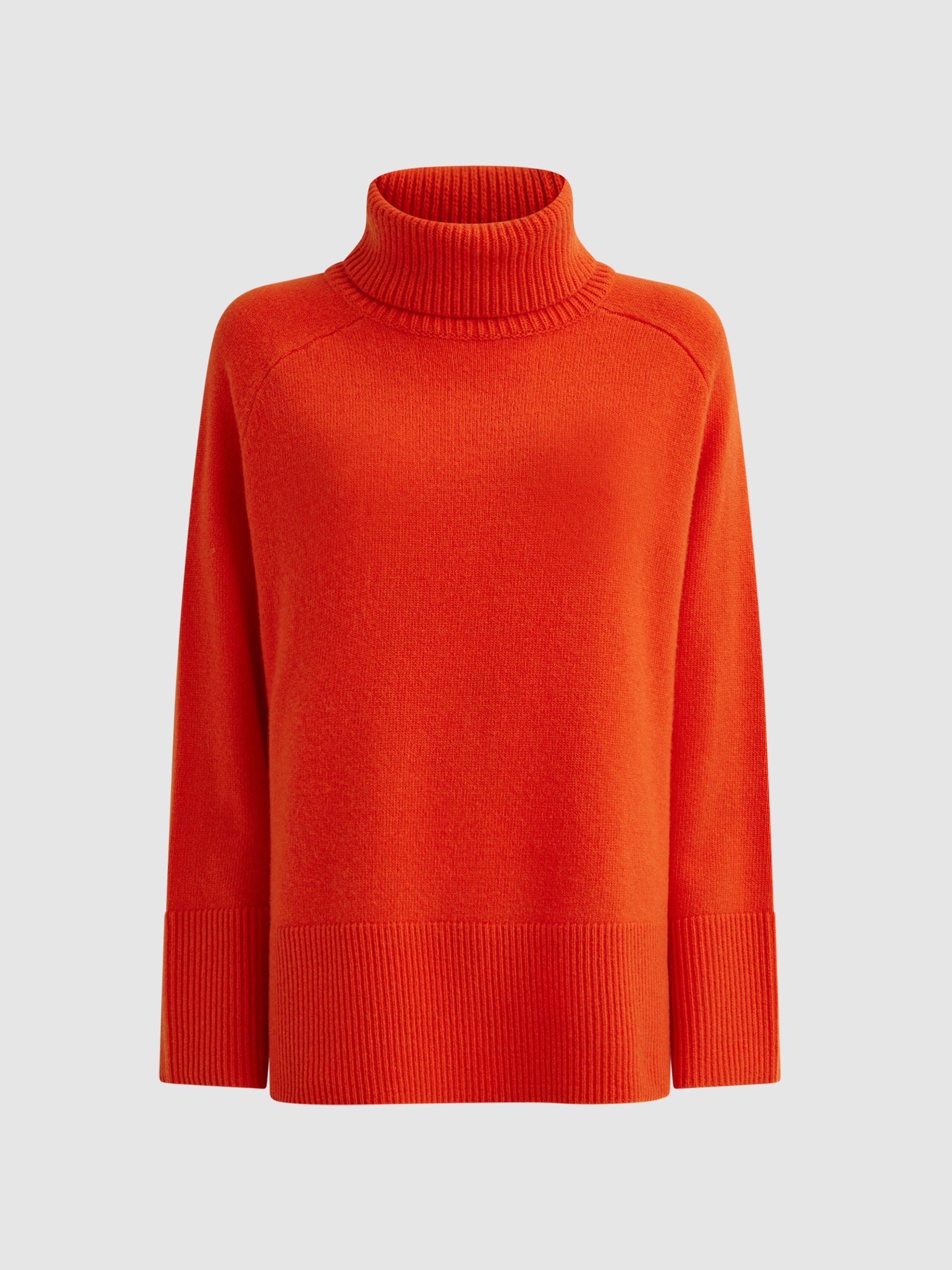 Relaxed Wool-Cashmere Blend Roll Neck Jumper in Orange - Image 2 of 5