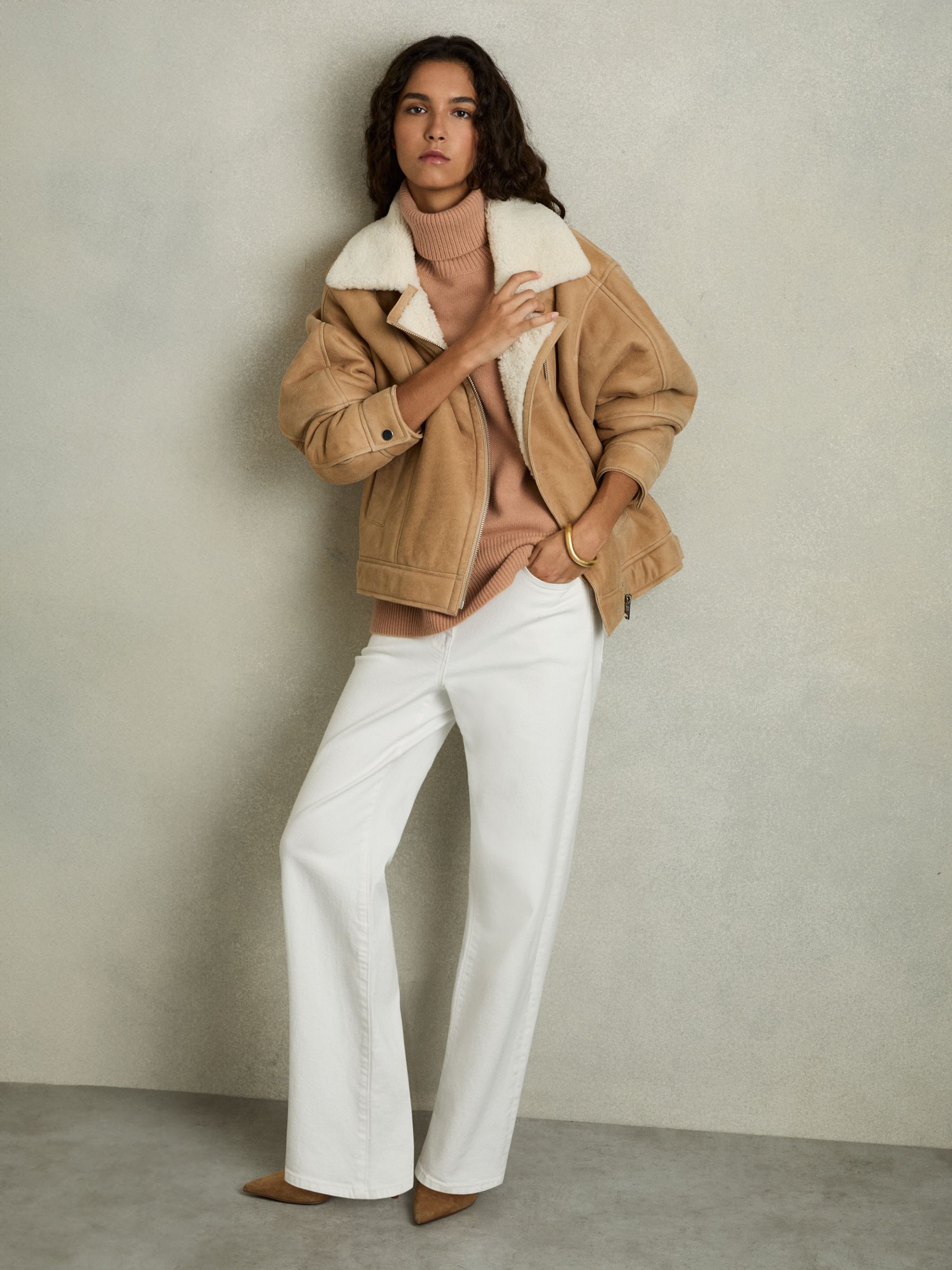 Relaxed Wool-Cashmere Blend Roll Neck Jumper in Camel - Image 6 of 7