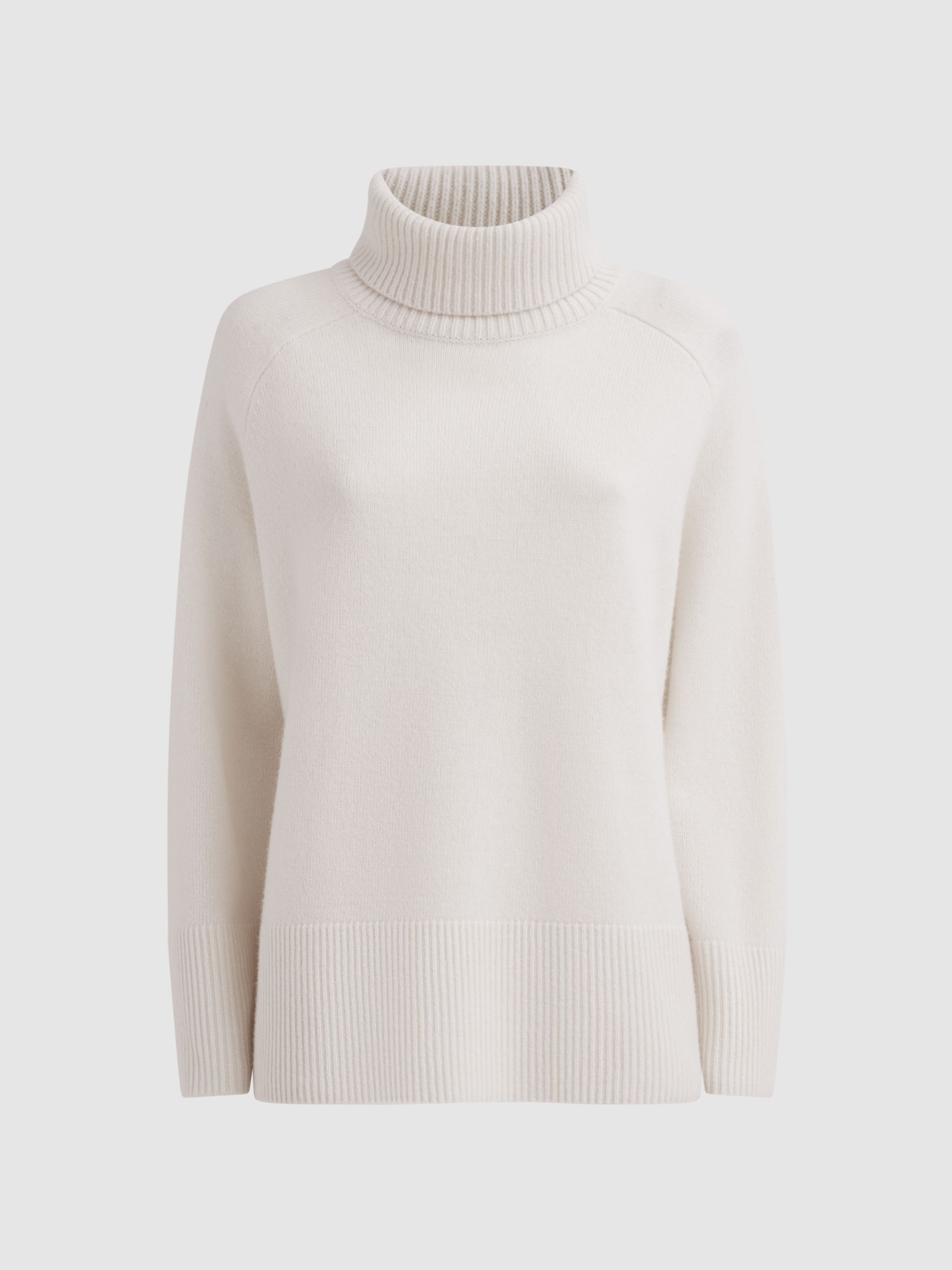 Relaxed Wool-Cashmere Blend Roll Neck Jumper in Cream - Image 2 of 6