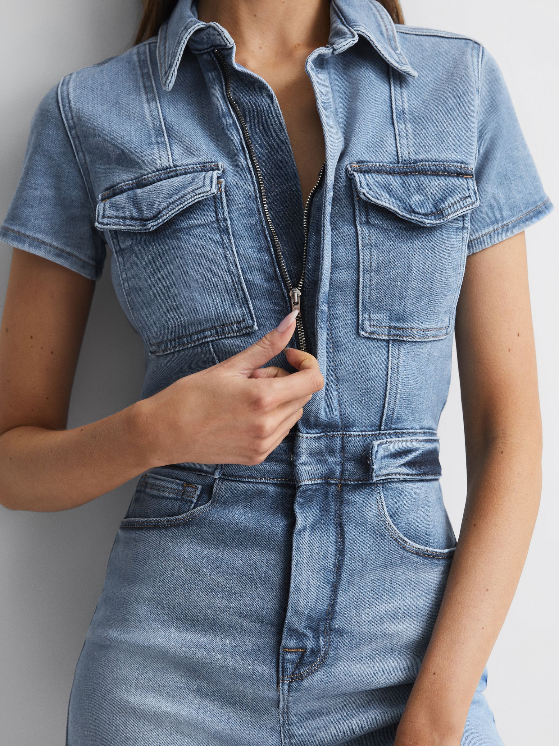Good American Denim Playsuit in Blue - Image 4 of 6