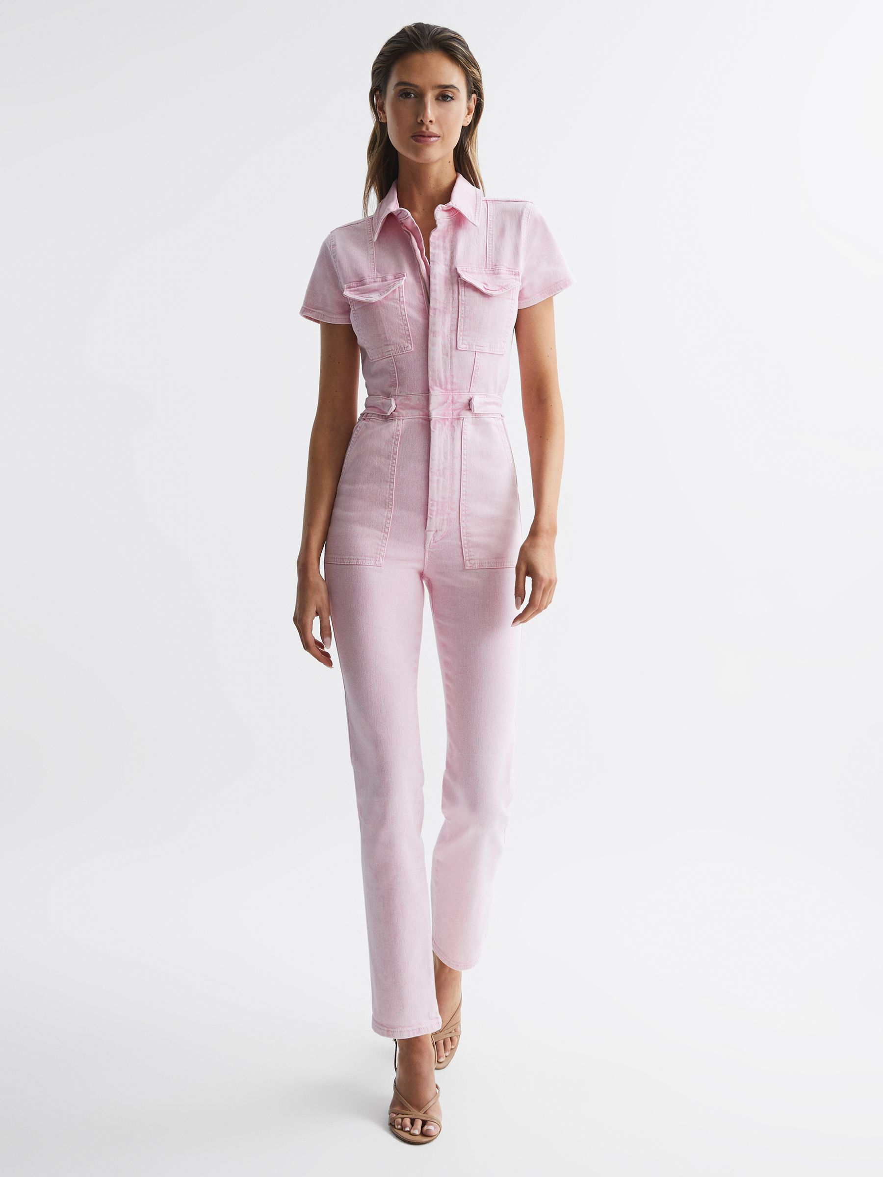 Good American Denim Jumpsuit in Soft Pink - Image 1 of 5