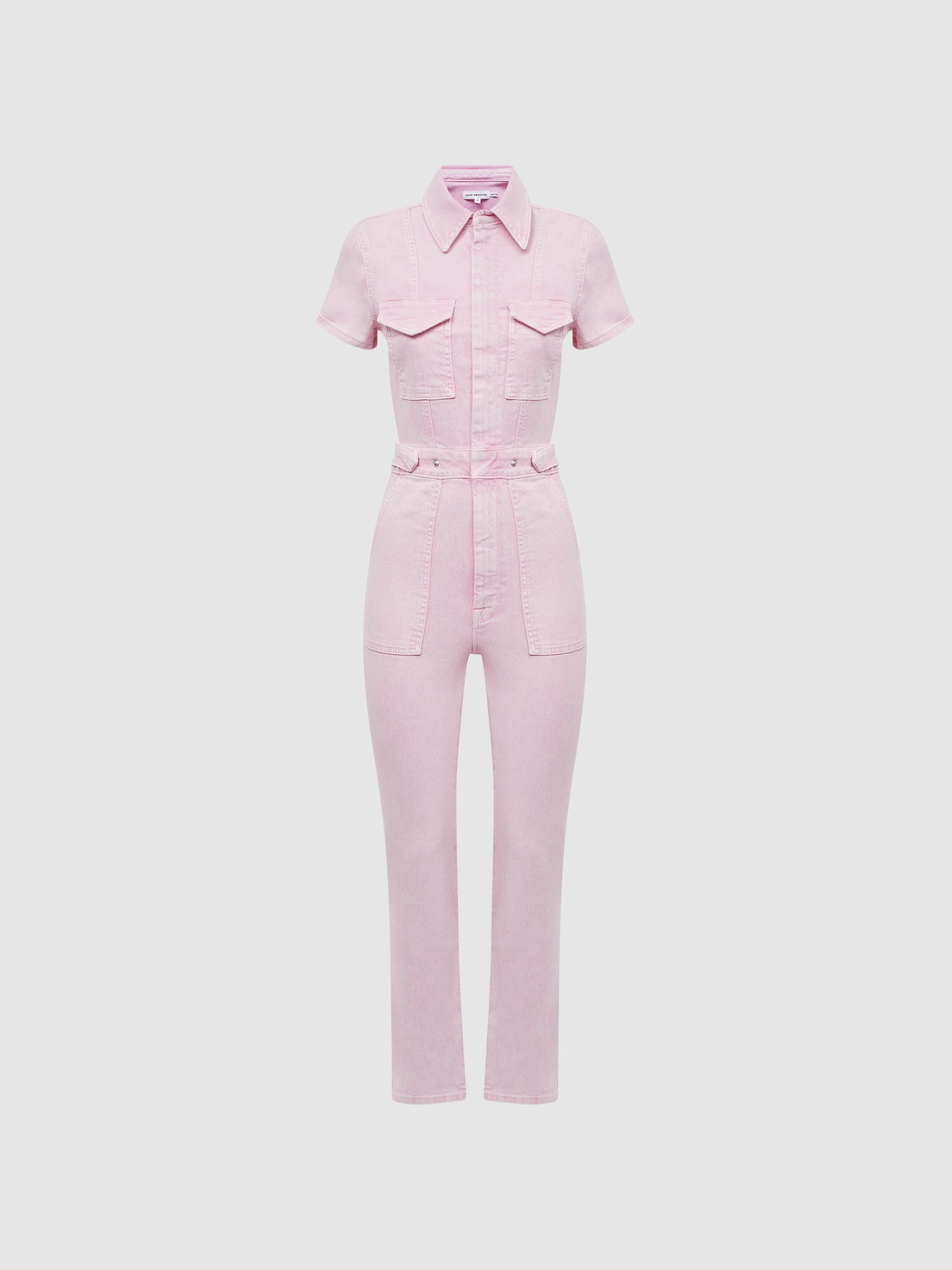 Good American Denim Jumpsuit in Soft Pink - Image 2 of 5