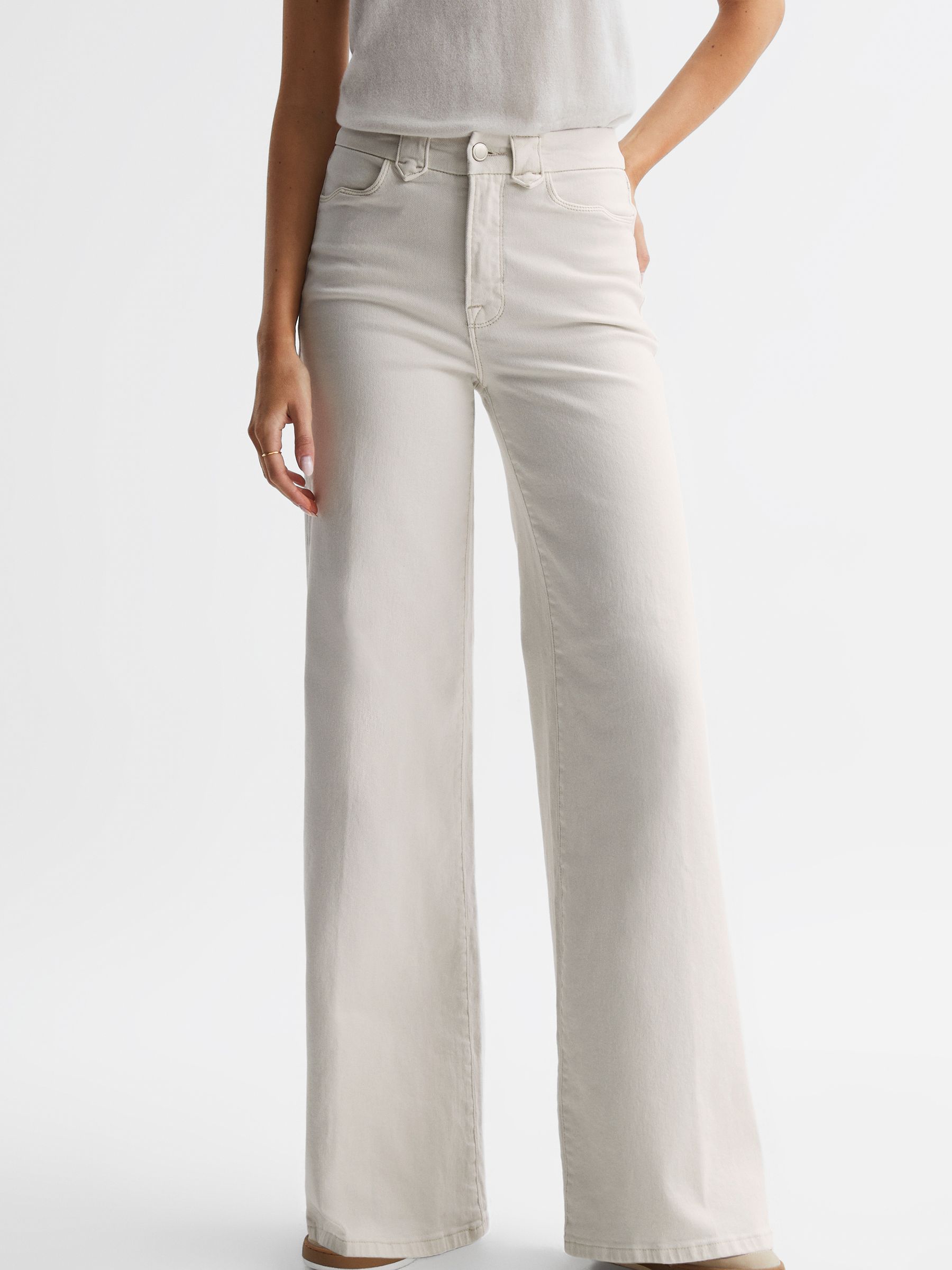 Good American Palazzo Stretch Jeans in Off White - Image 3 of 6