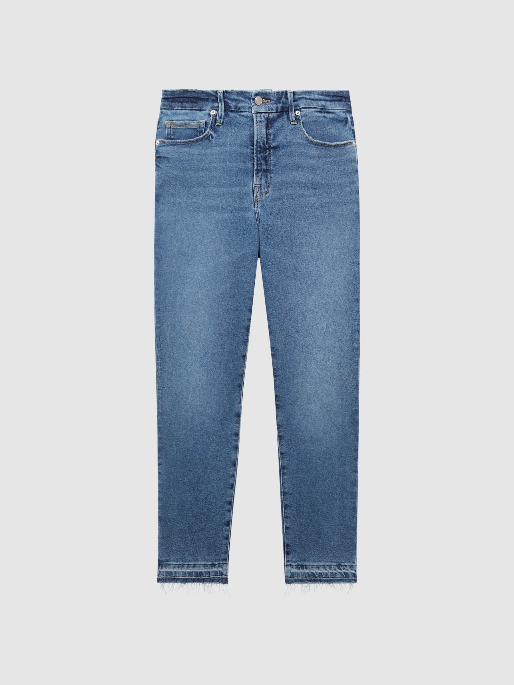 Good American Distressed Cigarette Jeans in Indigo - Image 2 of 6