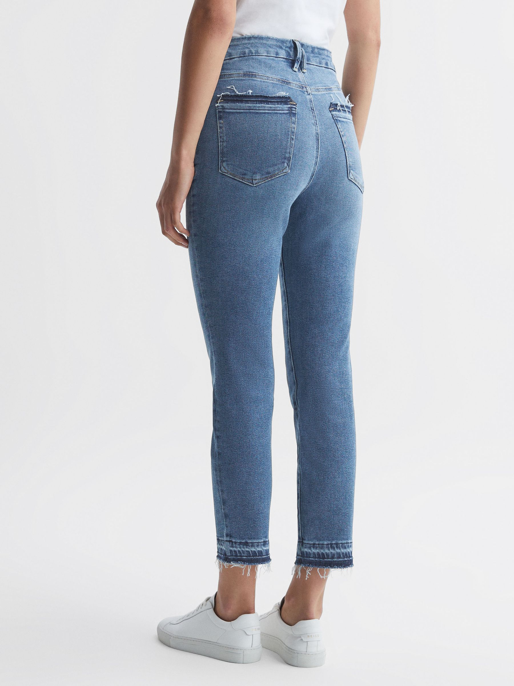 Good American Distressed Cigarette Jeans in Indigo - Image 5 of 6