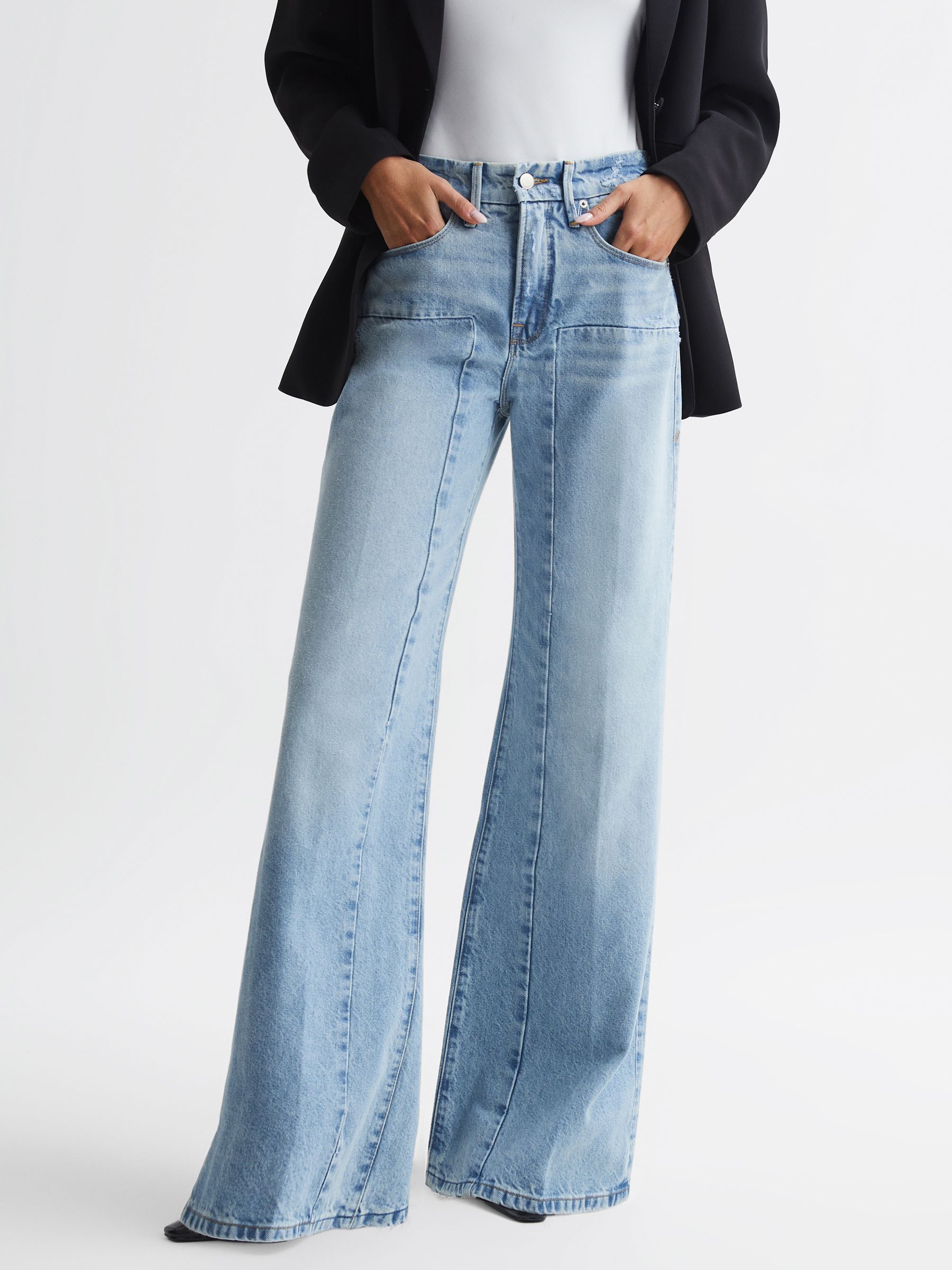 Good American Palazzo Jeans in Mid Blue - Image 3 of 5