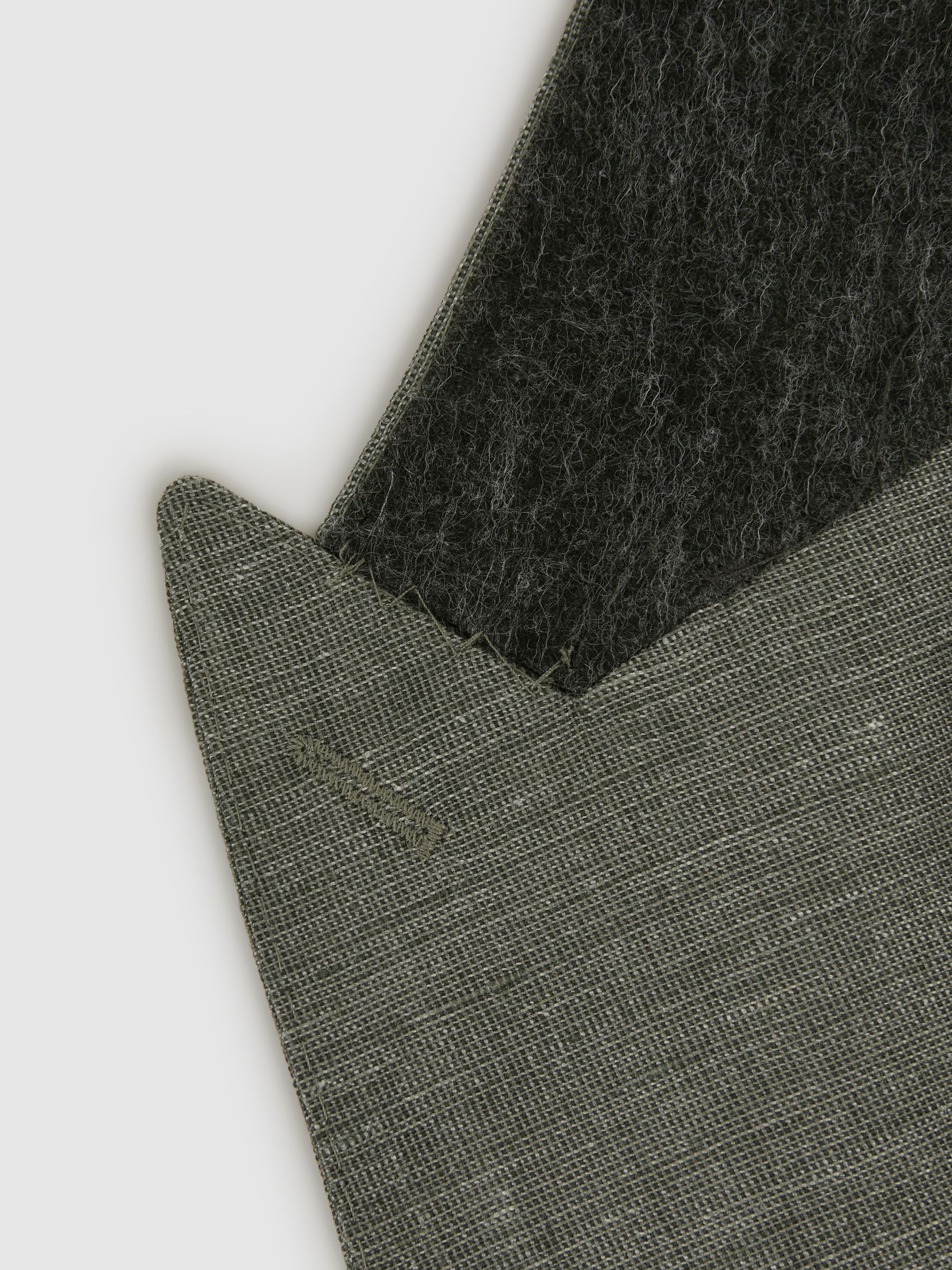 Slim Fit Double Breasted Wool-Linen Blazer in Sage - Image 9 of 9