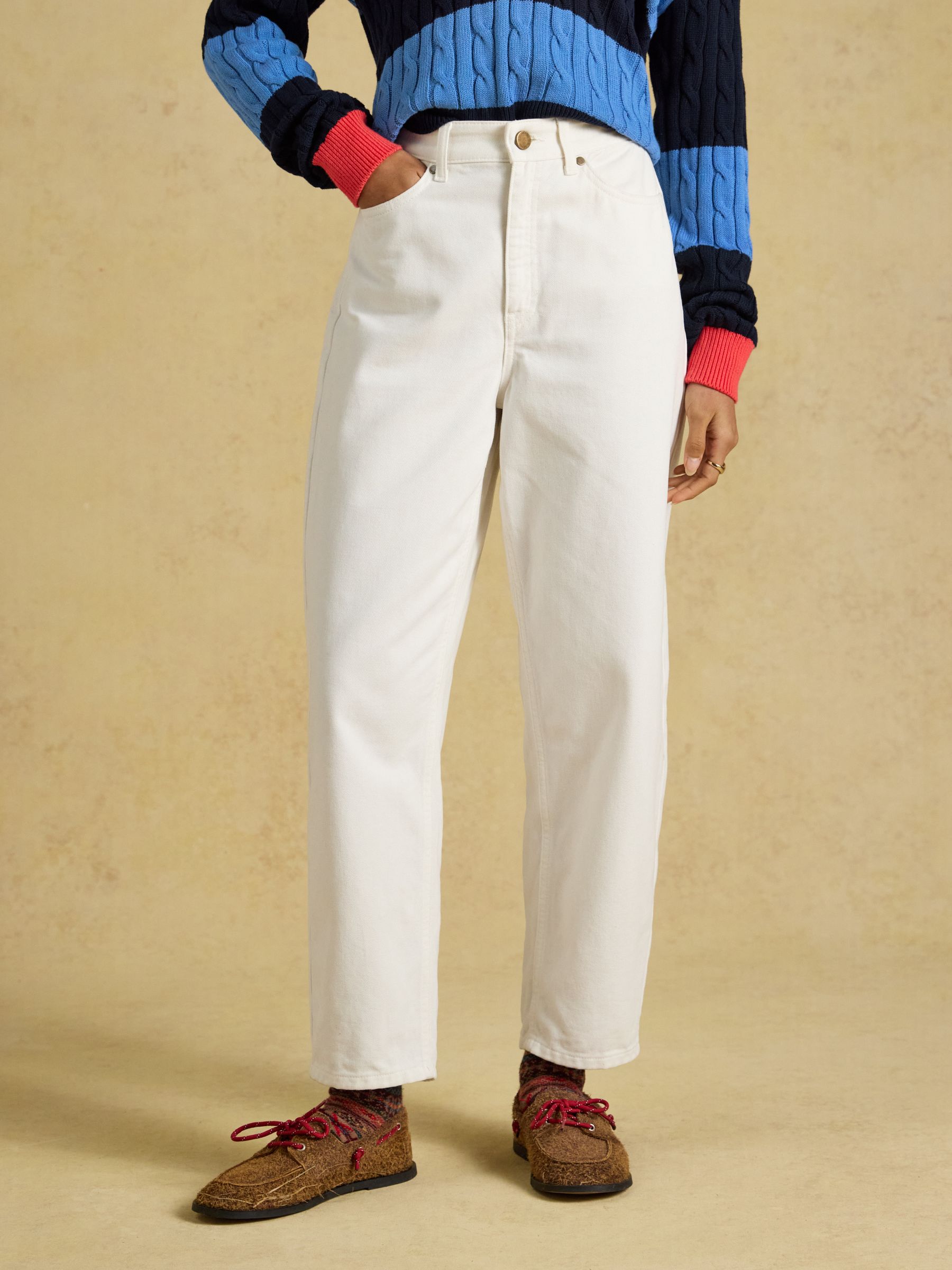 Ecru Relaxed Fit High Waisted Jean - Image 1 of 7