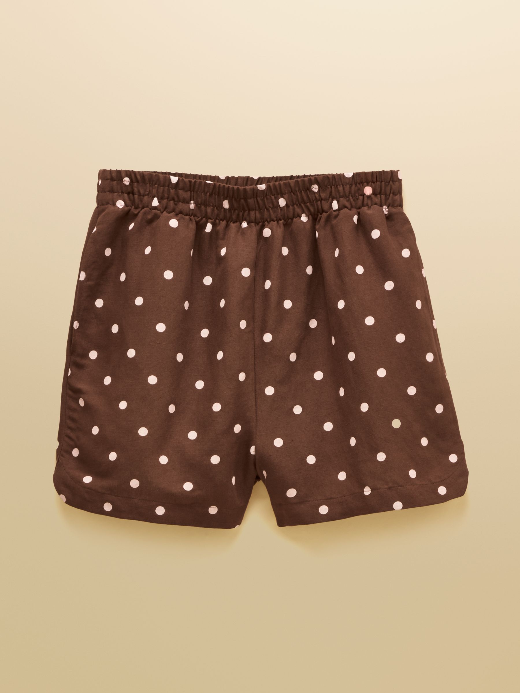 Chocolate Brown Spots Pull On Shorts With Linen - Image 8 of 8