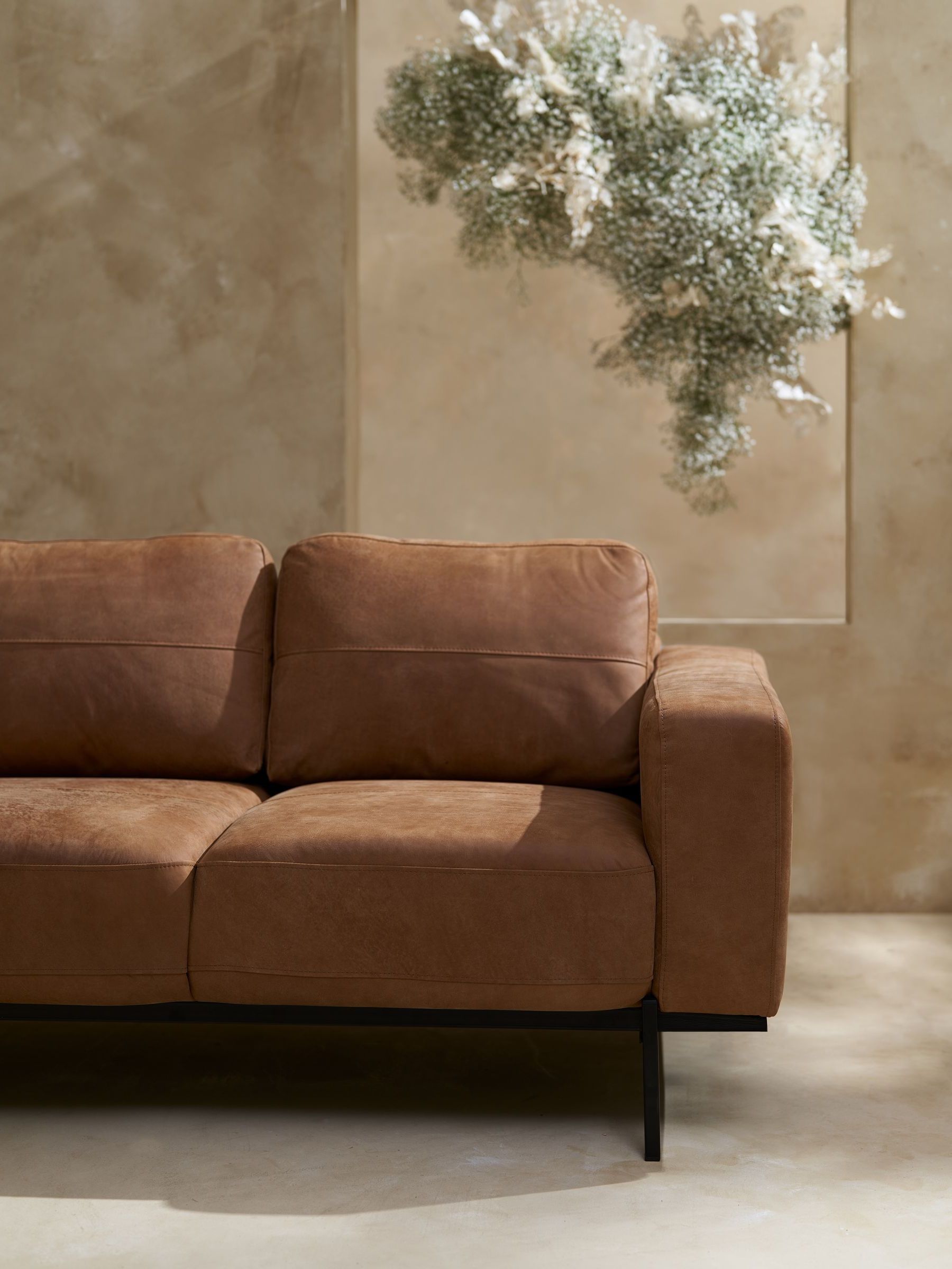 Jarrod 3 Seater Sofa in Tan - Image 2 of 6