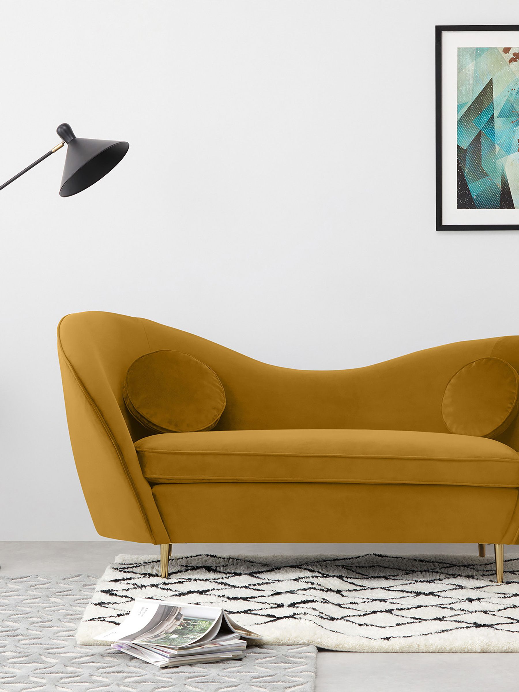 Kooper 2 Seater Sofa in Modern Velvet Saffron - Image 2 of 8