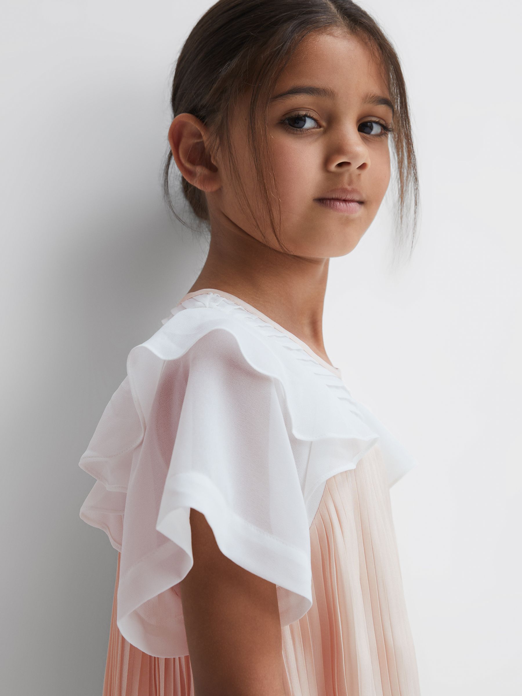 9-14 yrs Pleated Metallic Dress in Pink - Image 1 of 5