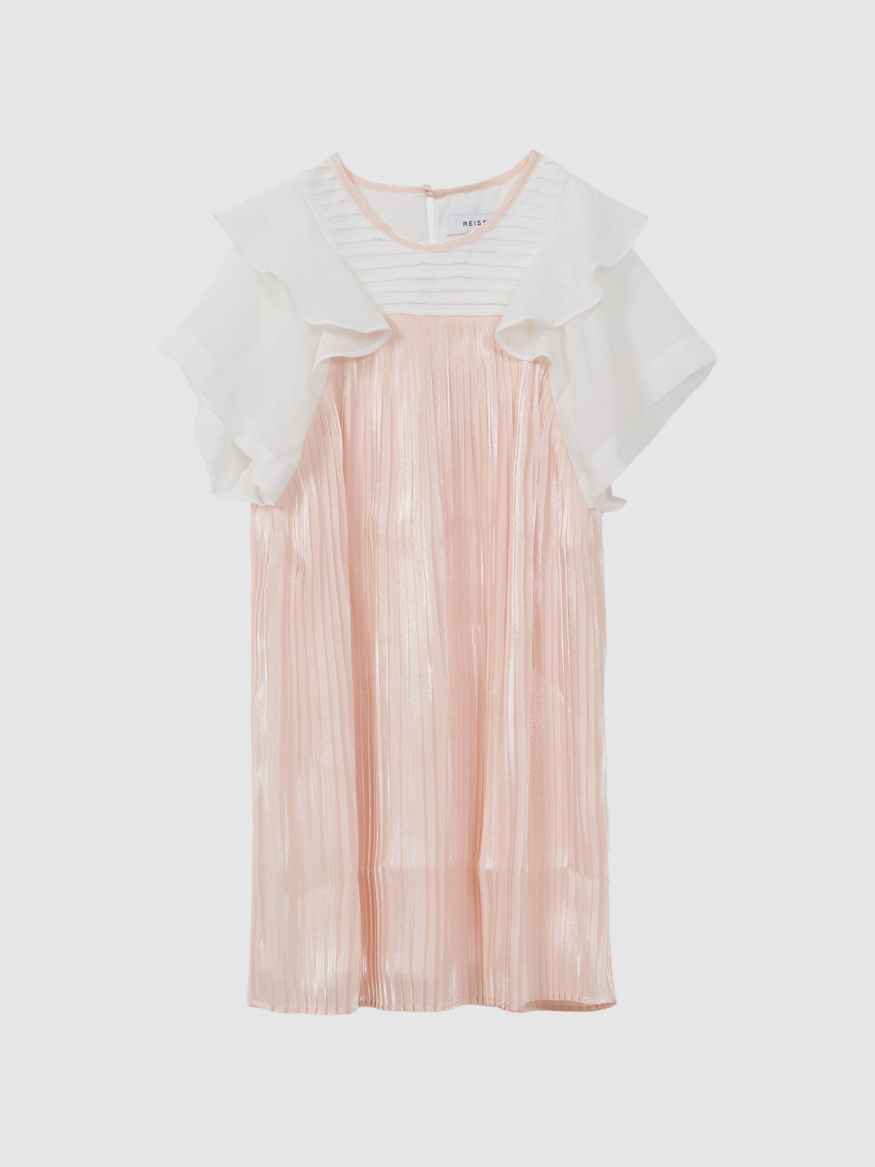 9-14 yrs Pleated Metallic Dress in Pink - Image 2 of 5