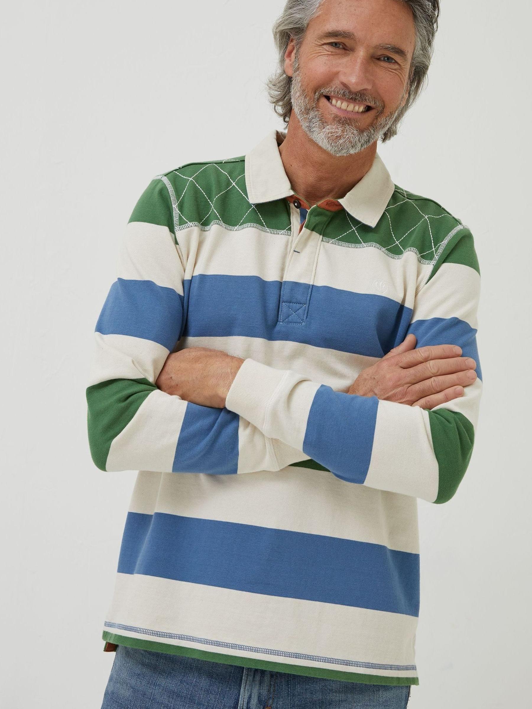 Green Block Stripe Rugby Shirt - Image 1 of 5