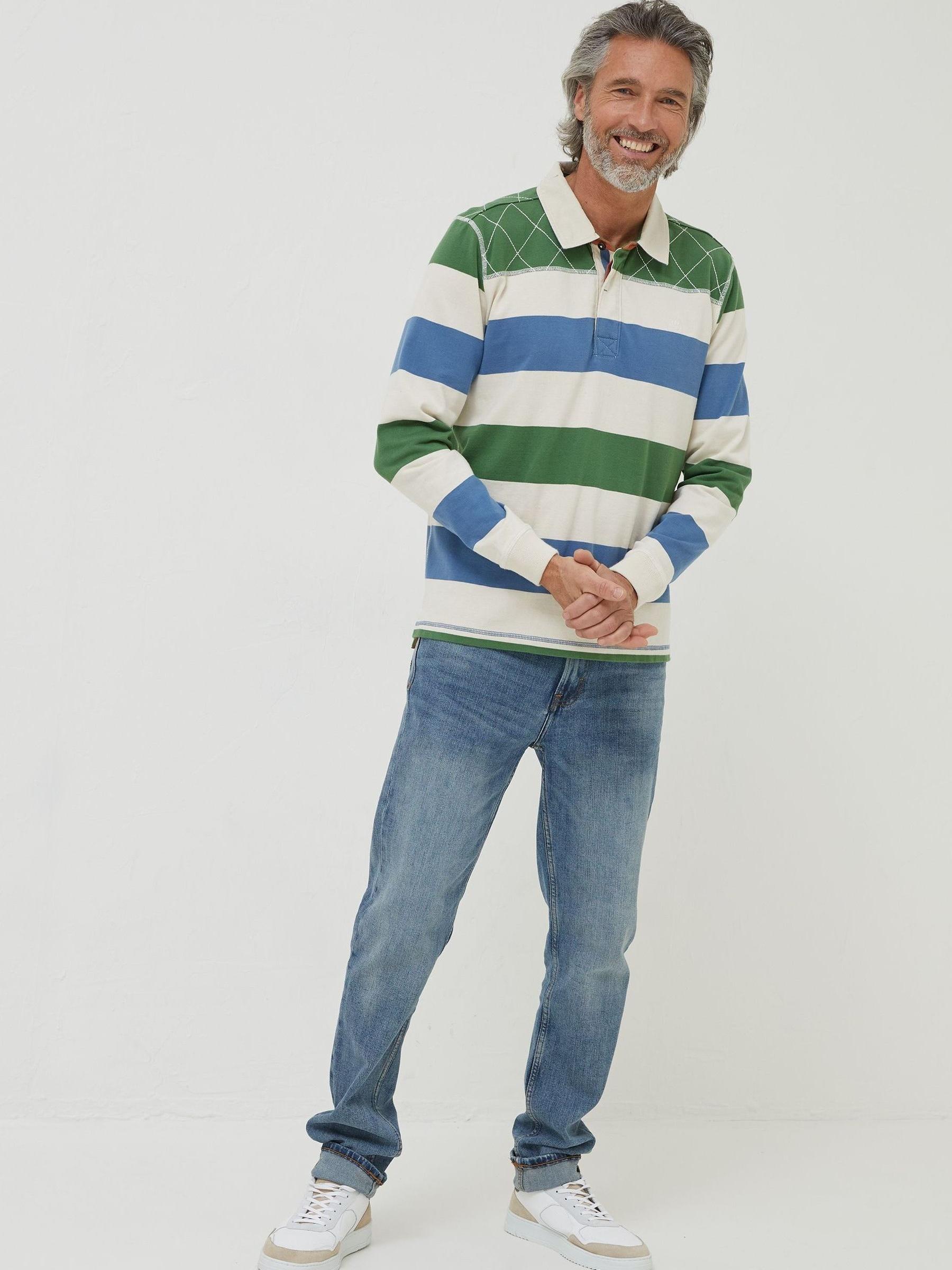 Green Block Stripe Rugby Shirt - Image 3 of 5