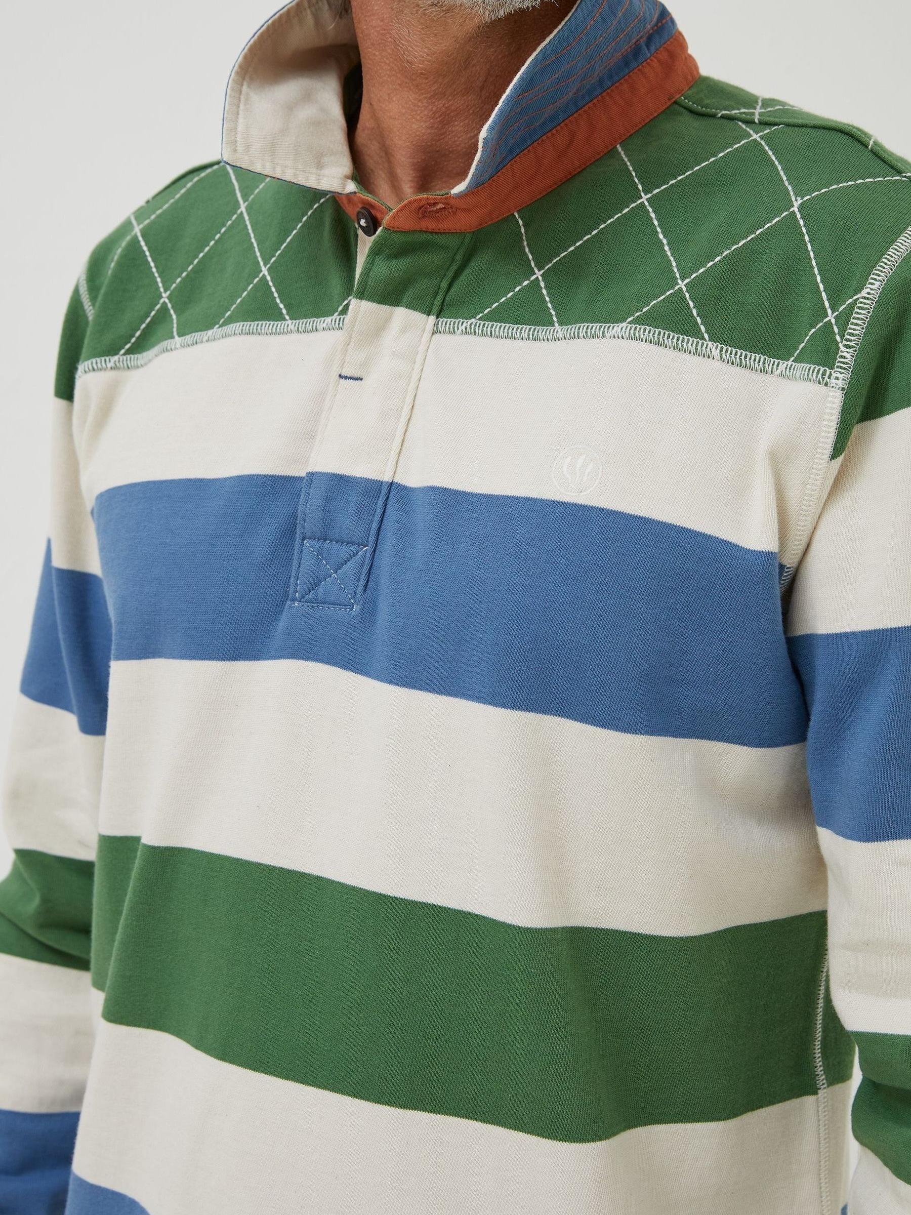 Green Block Stripe Rugby Shirt - Image 4 of 5