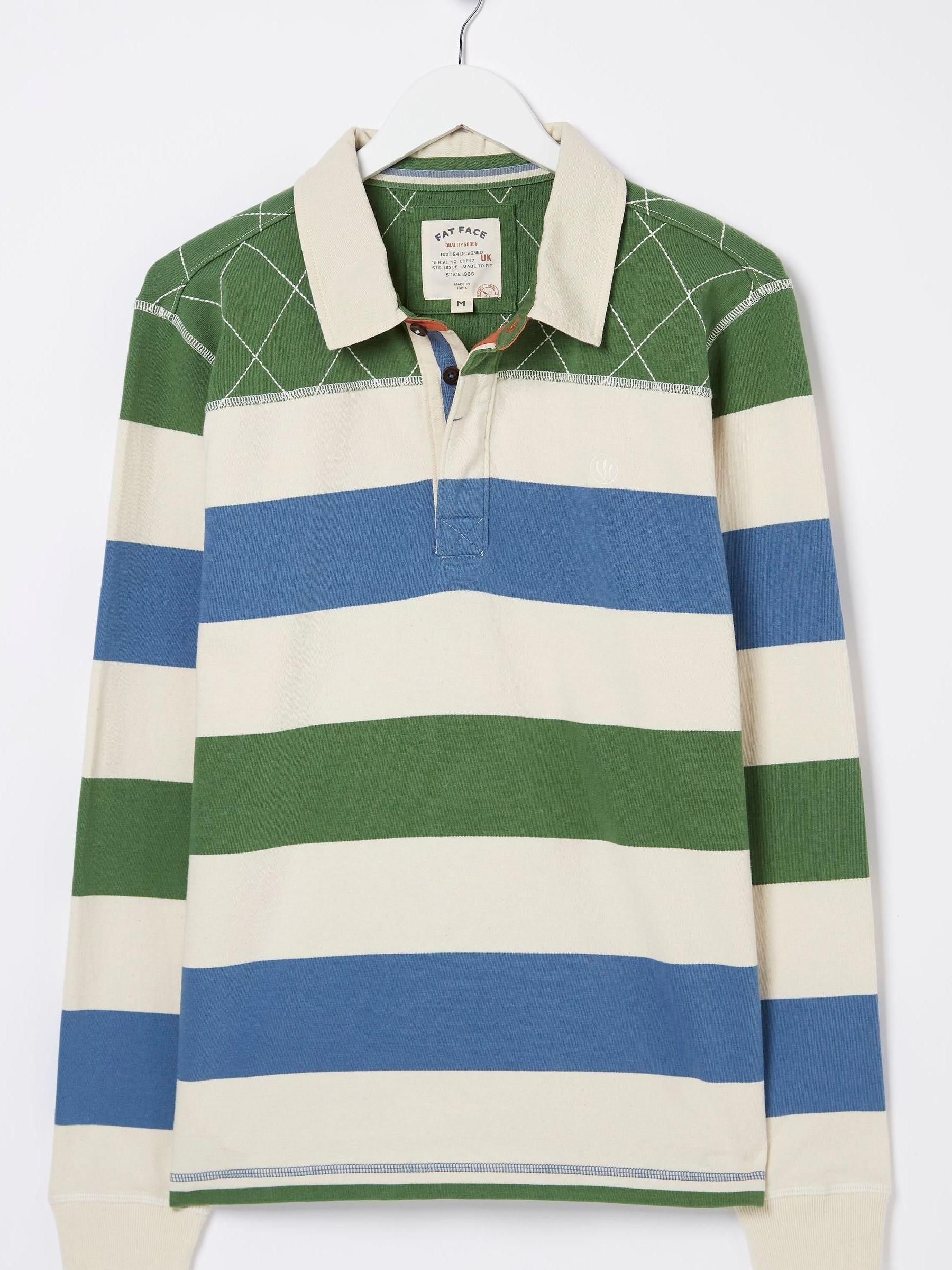 Green Block Stripe Rugby Shirt - Image 5 of 5