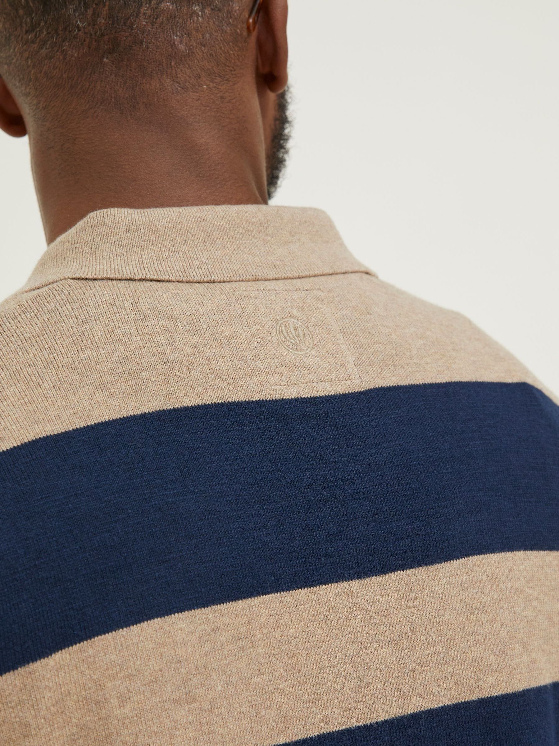 Blue Braunton Knitted Rugby Stripe Polo Shirt - Image 4 of 4