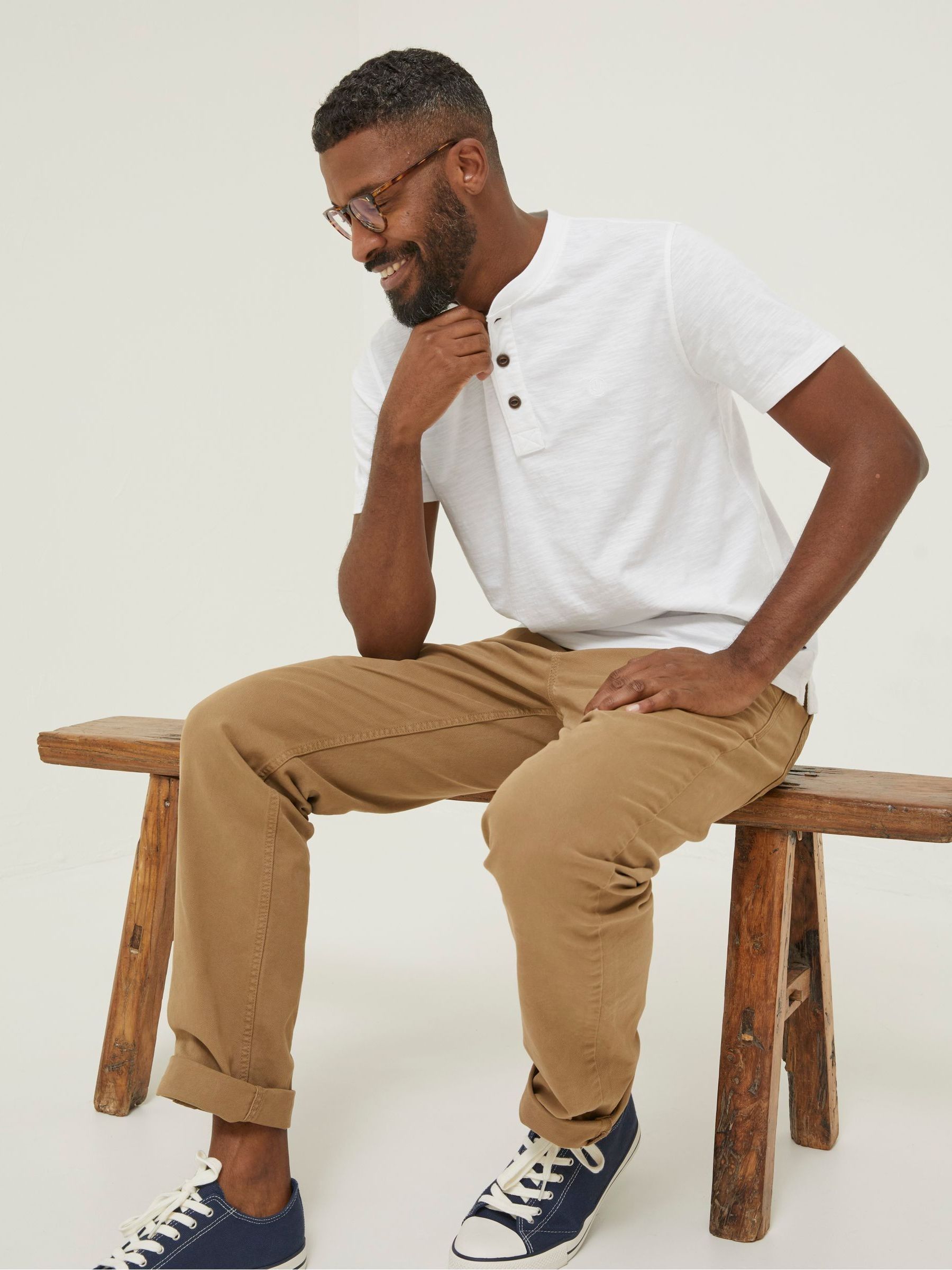 White Slub Henley T-Shirt - Image 3 of 4