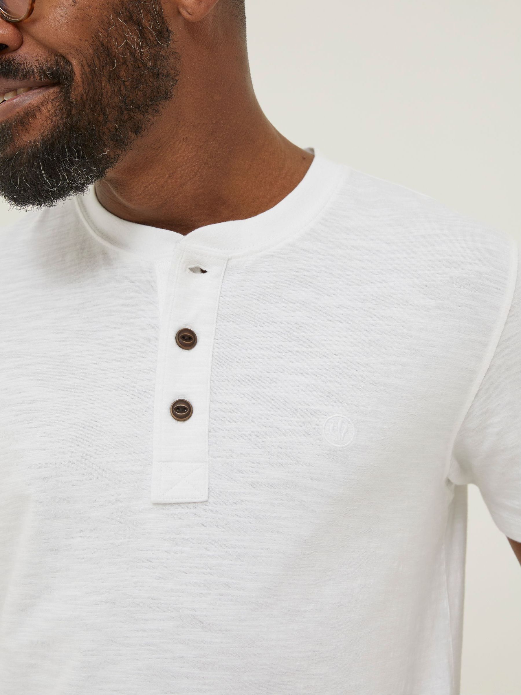 White Slub Henley T-Shirt - Image 4 of 4 White Slub Henley T-Shirt - Image 4 of 4