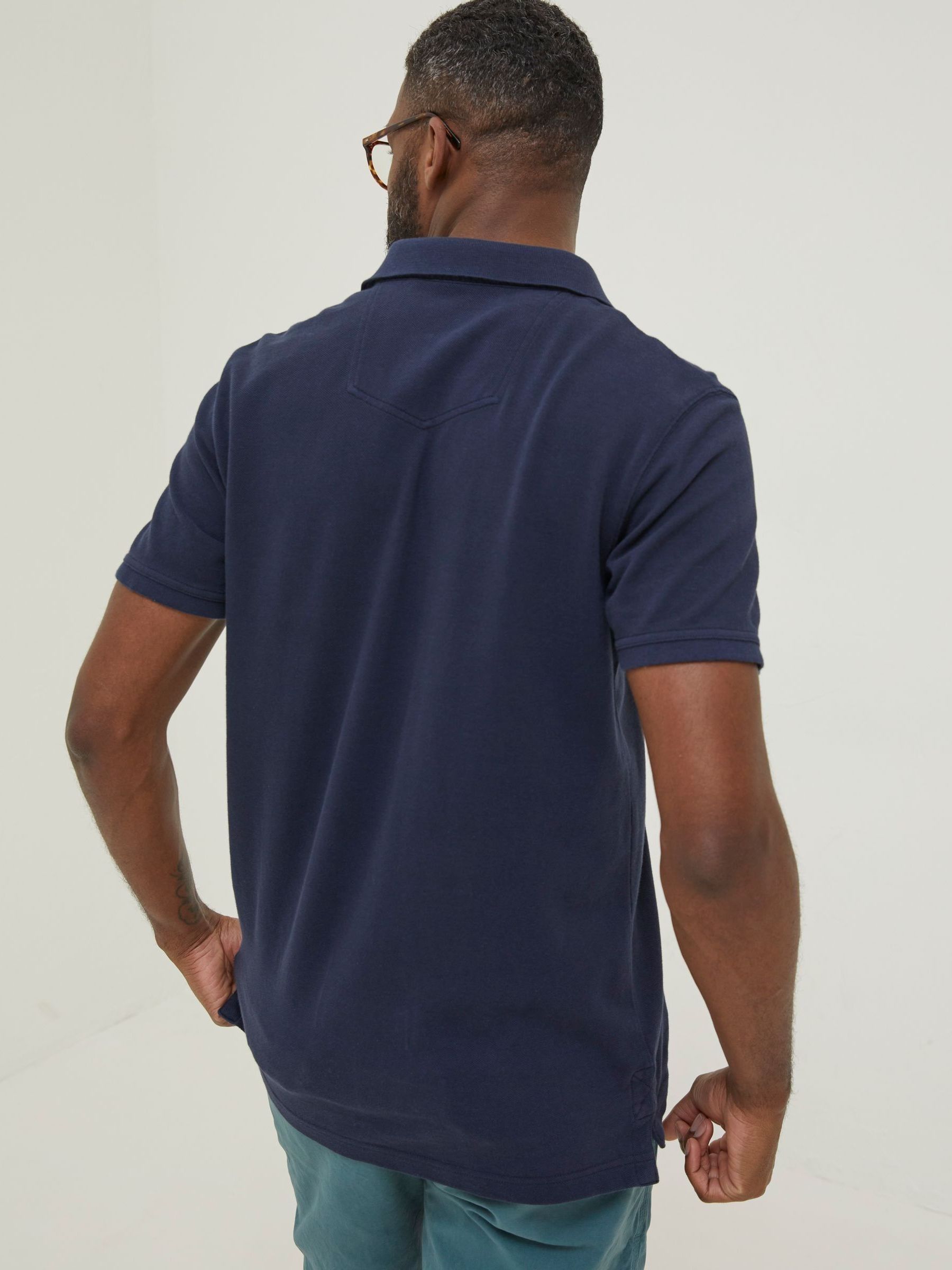 Blue Pique Polo Shirt - Image 2 of 5 Blue Pique Polo Shirt - Image 2 of 5