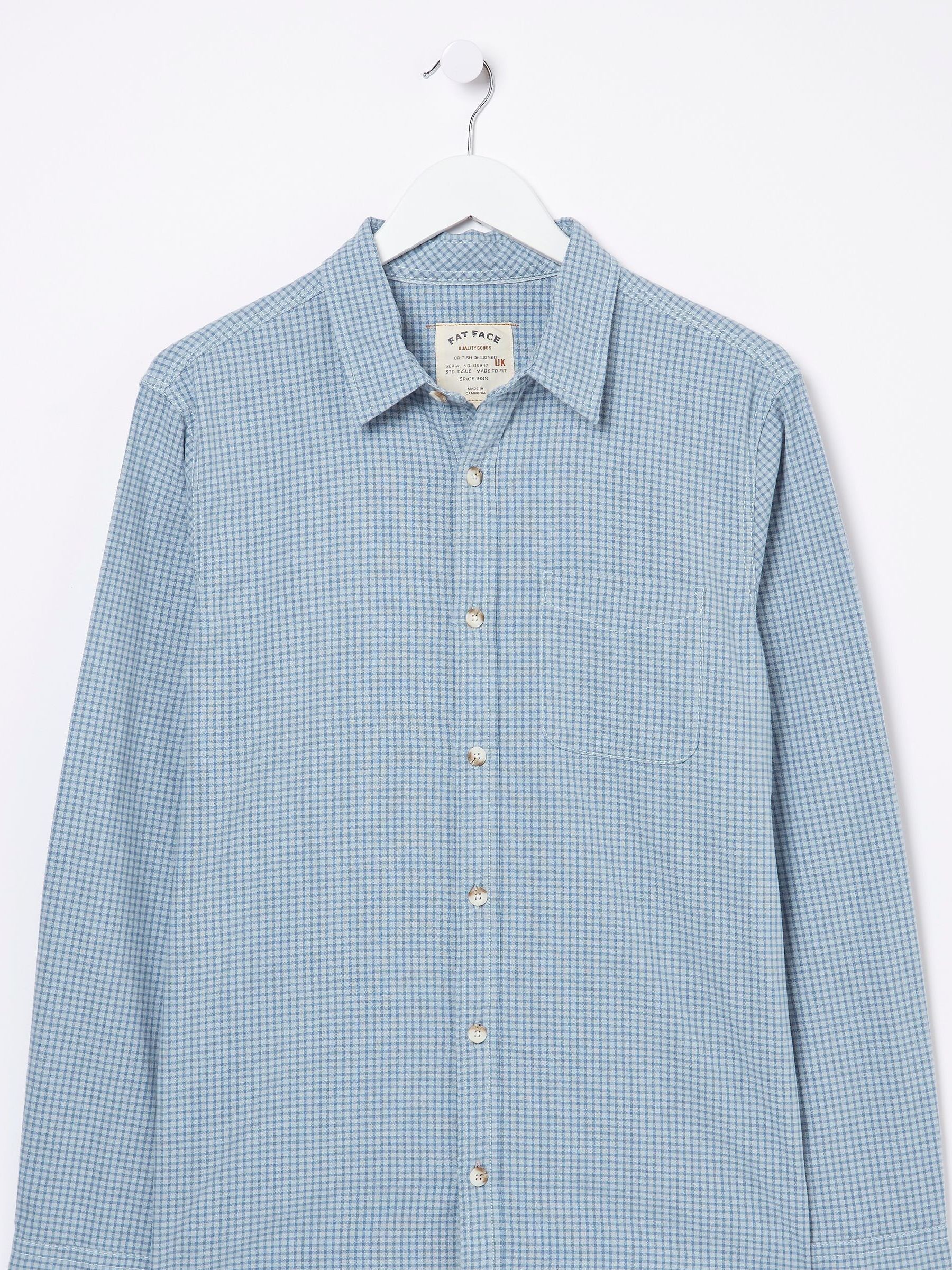 Blue Gower Gingham Shirt - Image 6 of 6 Blue Gower Gingham Shirt - Image 6 of 6