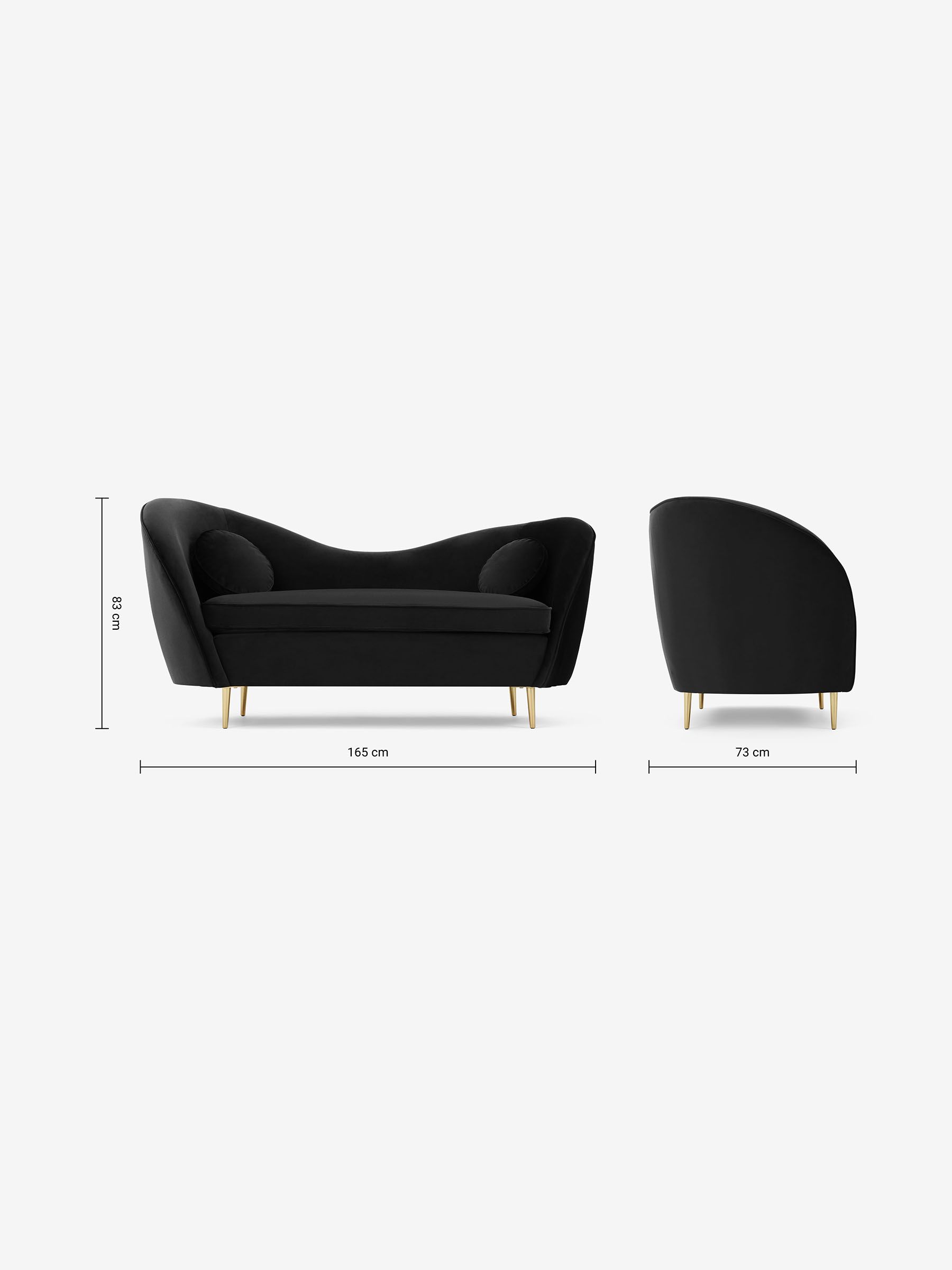 Kooper 2 Seater Sofa in Modern Velvet Charcoal Grey - Image 7 of 8