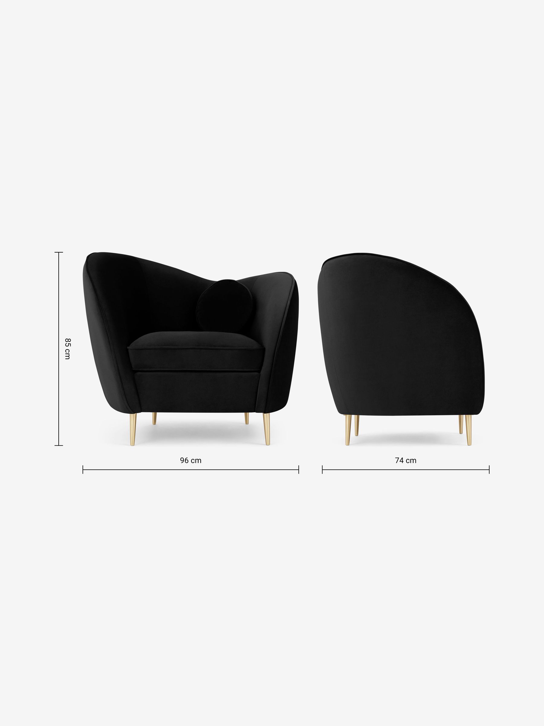 Kooper Accent Chair in Modern Velvet Charcoal Grey - Image 7 of 8