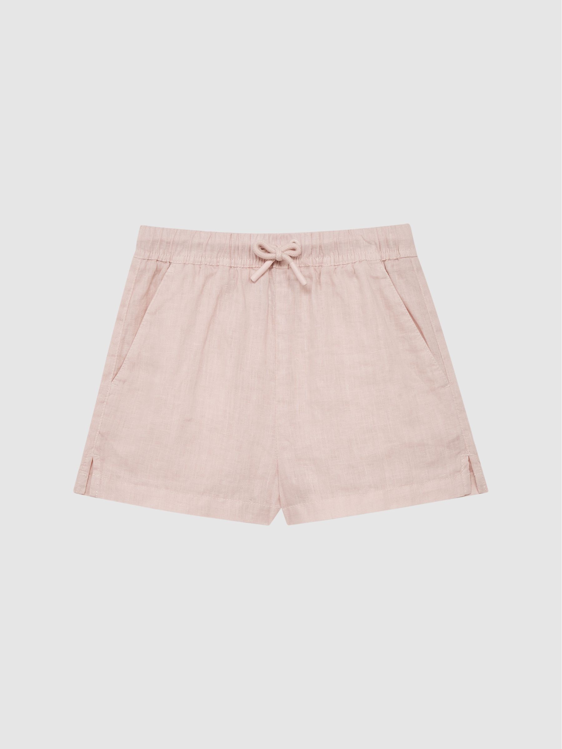 9-12 yrs Linen Drawstring Shorts in Soft Pink - Image 2 of 6