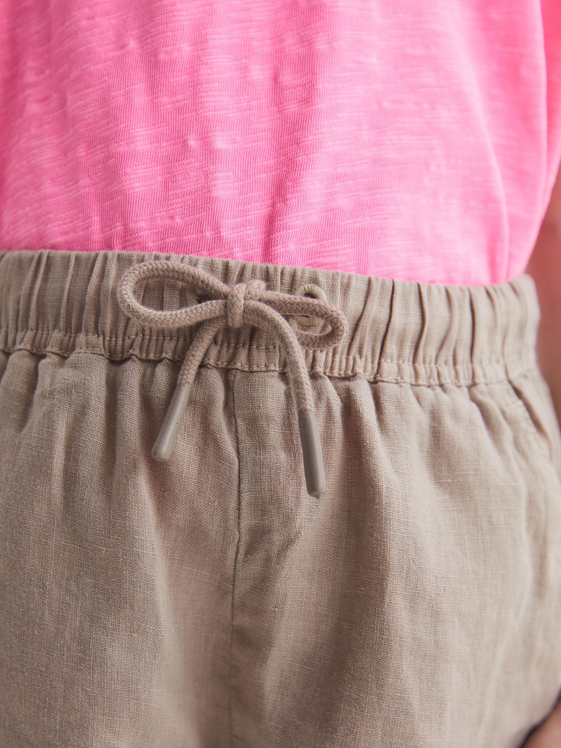 4-9 yrs Linen Drawstring Shorts in Mink - Image 4 of 6