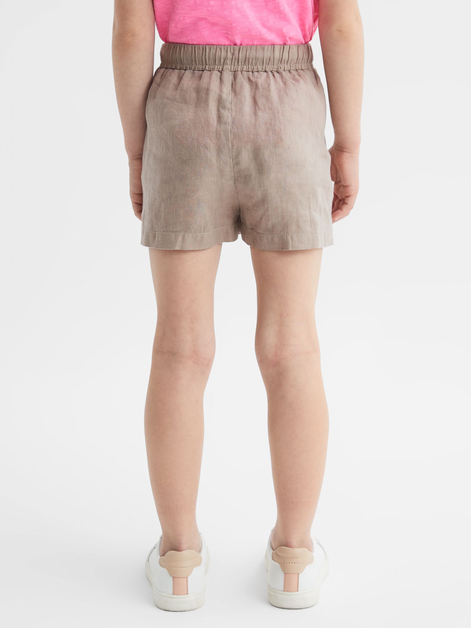 4-9 yrs Linen Drawstring Shorts in Mink - Image 5 of 6