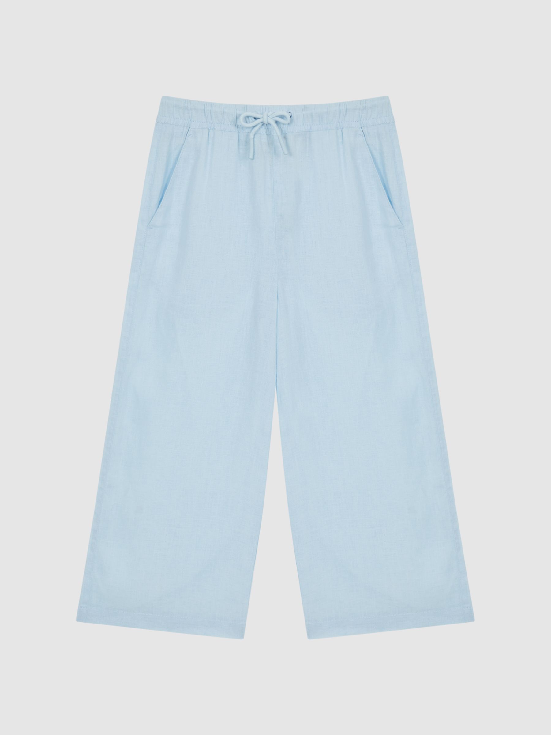 Senior Linen Drawstring Trousers in Ice Blue - Image 2 of 6