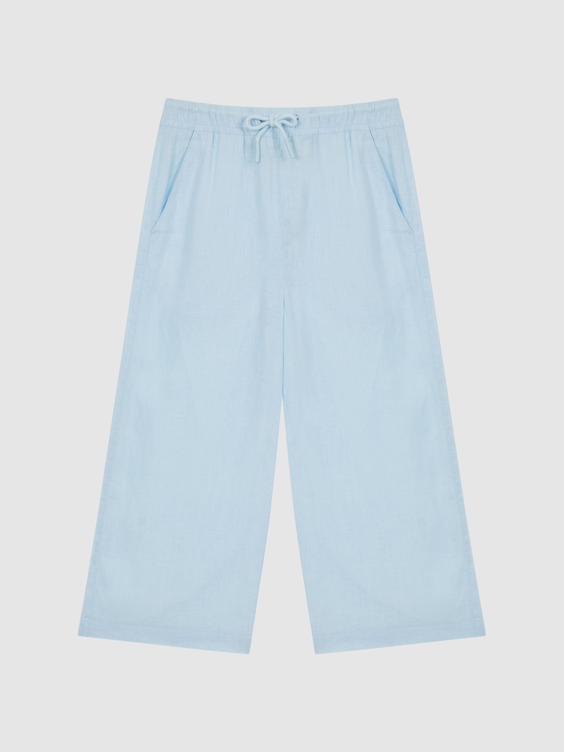 4-9 yrs Linen Drawstring Trousers in Ice Blue - Image 2 of 6