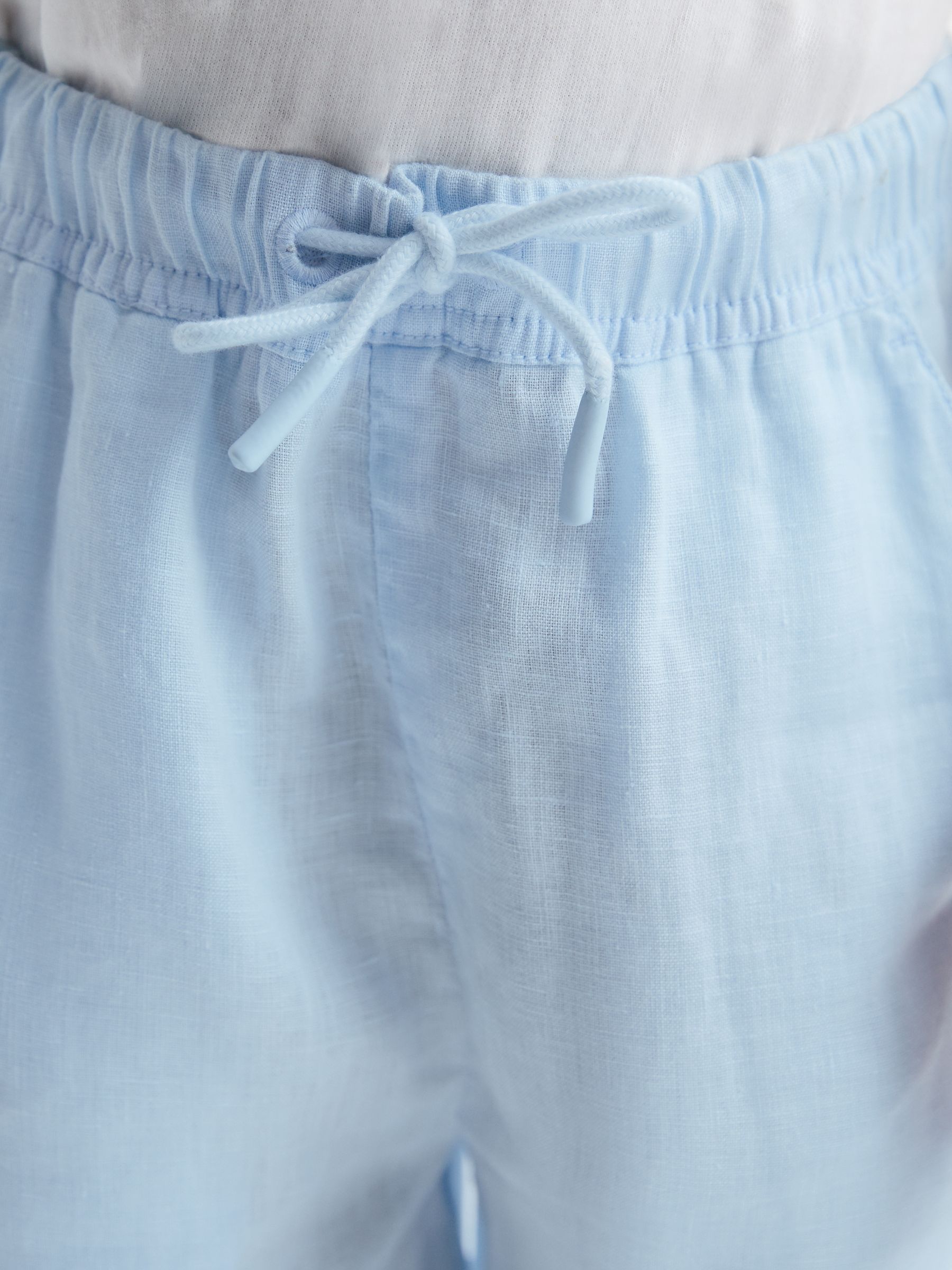 4-9 yrs Linen Drawstring Trousers in Ice Blue - Image 4 of 6