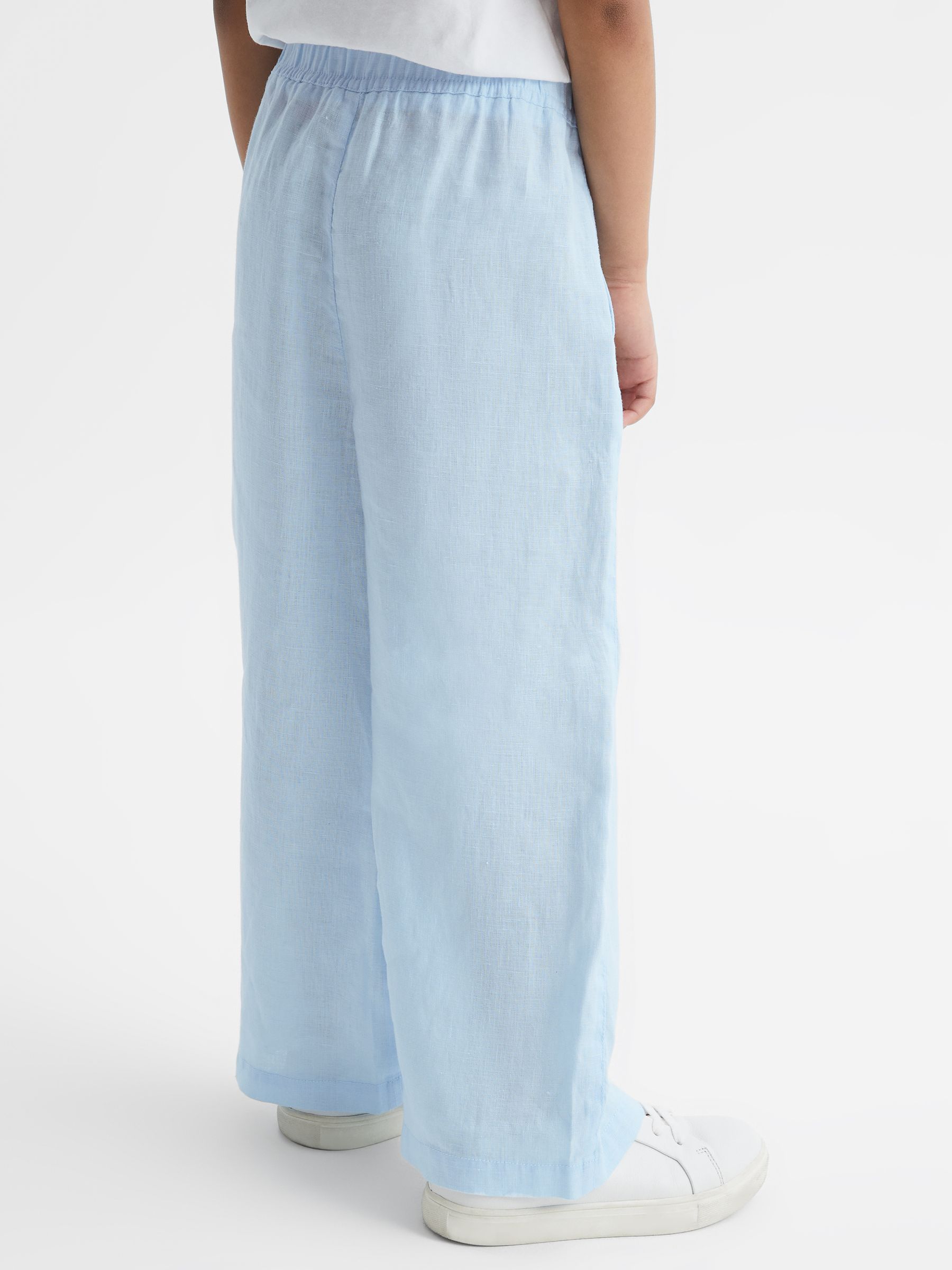 4-9 yrs Linen Drawstring Trousers in Ice Blue - Image 5 of 6